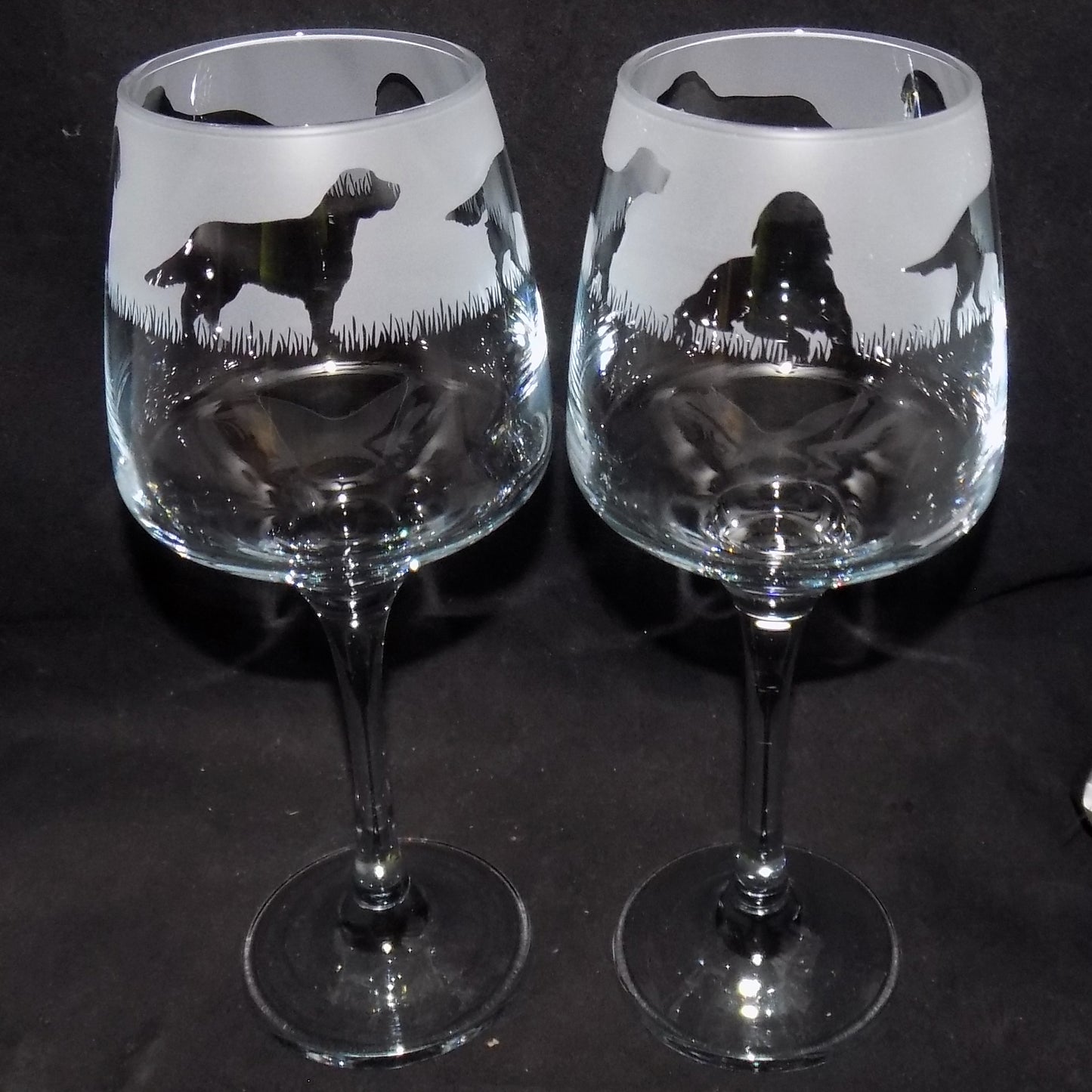 English Setter Stemmed Wine Glass