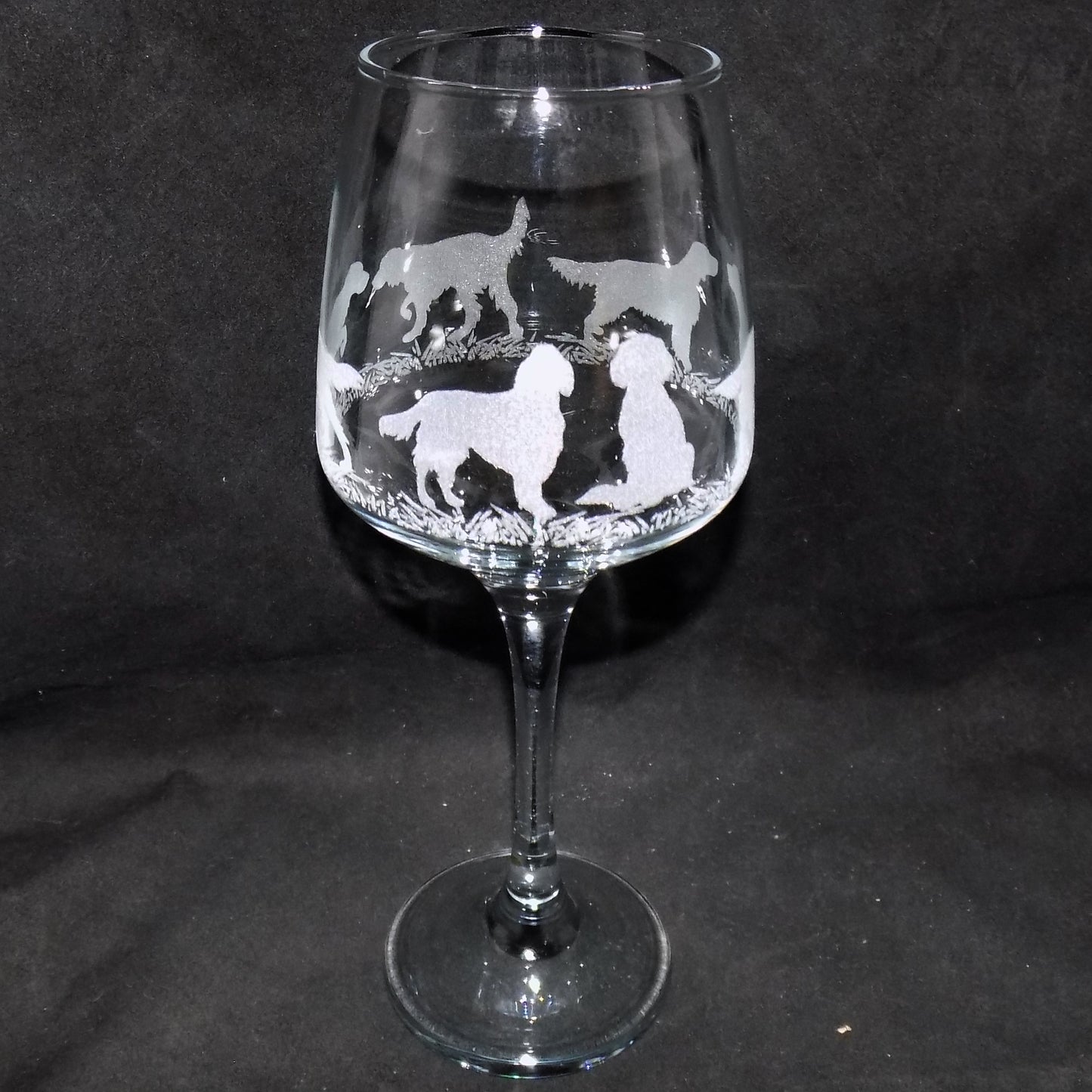 English Setter Stemmed Wine Glass