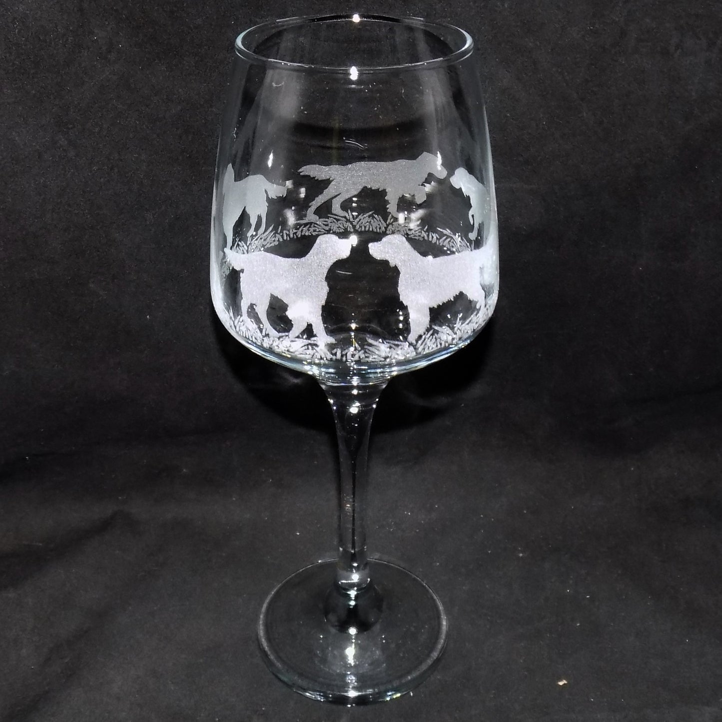 English Setter Stemmed Wine Glass