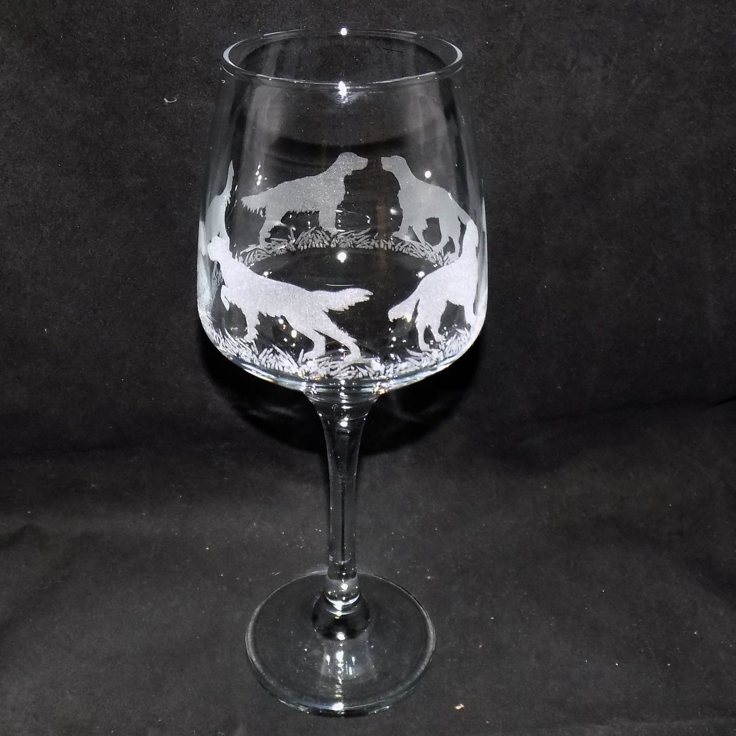 English Setter Stemmed Wine Glass