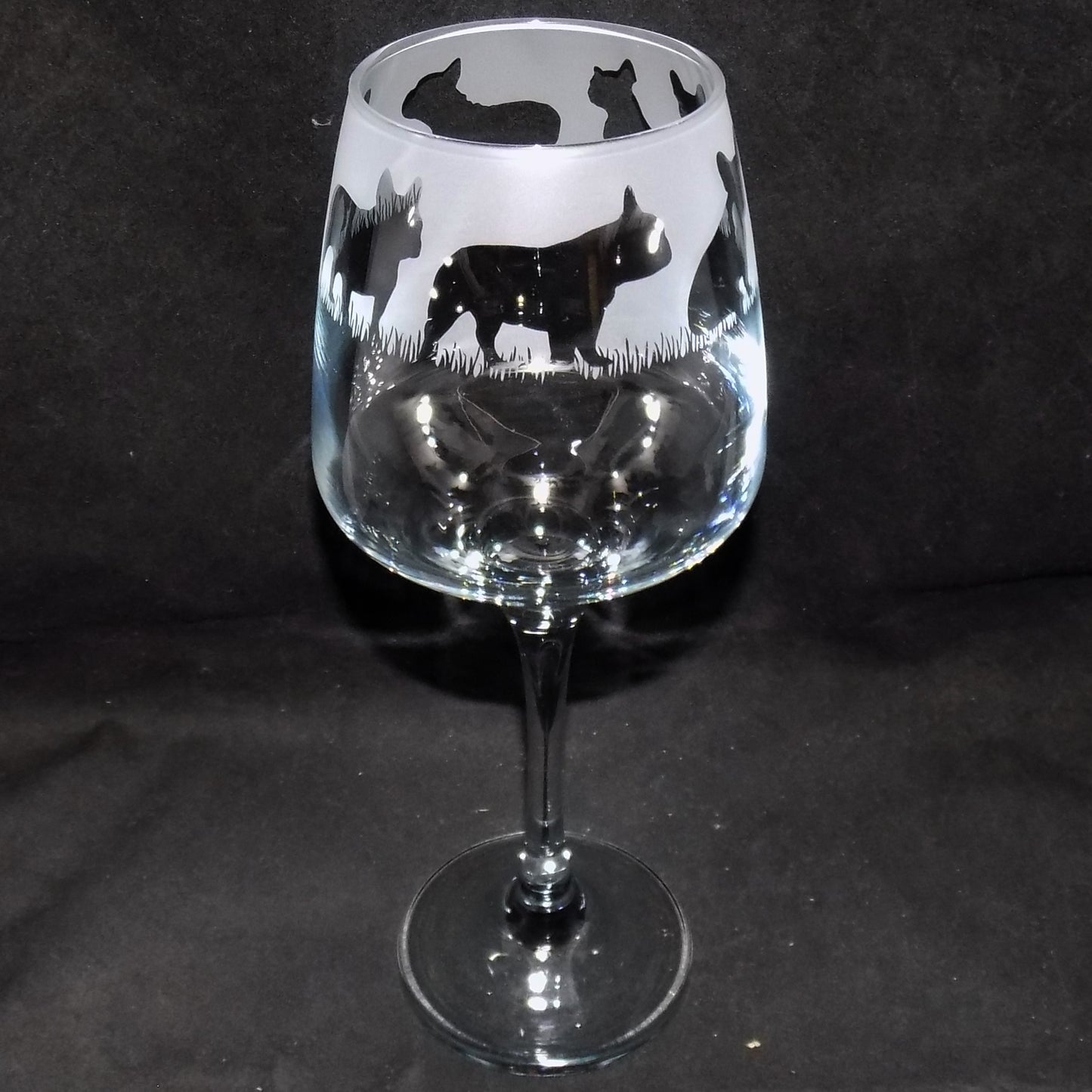 French Bulldog Stemmed Wine Glass