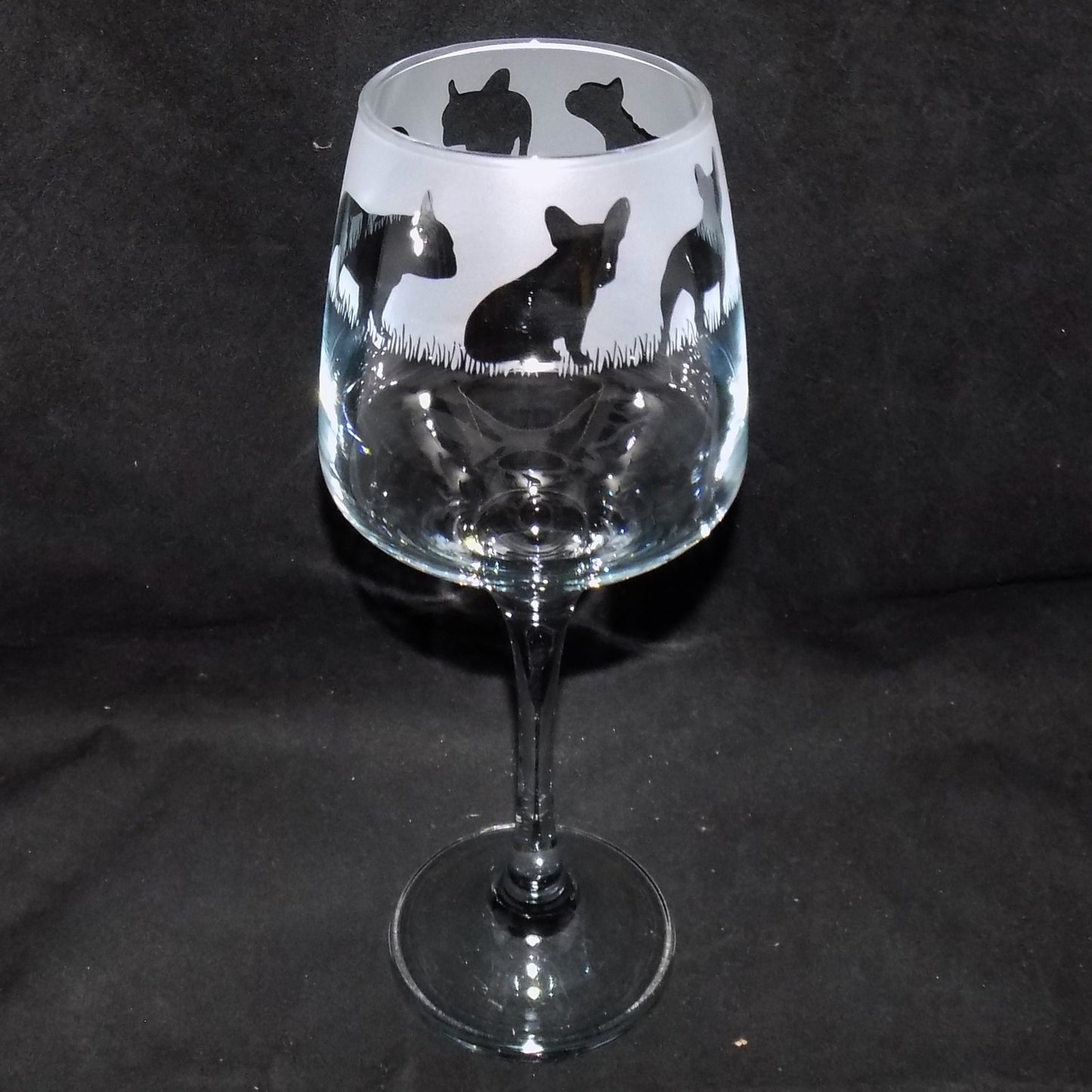 French Bulldog Stemmed Wine Glass