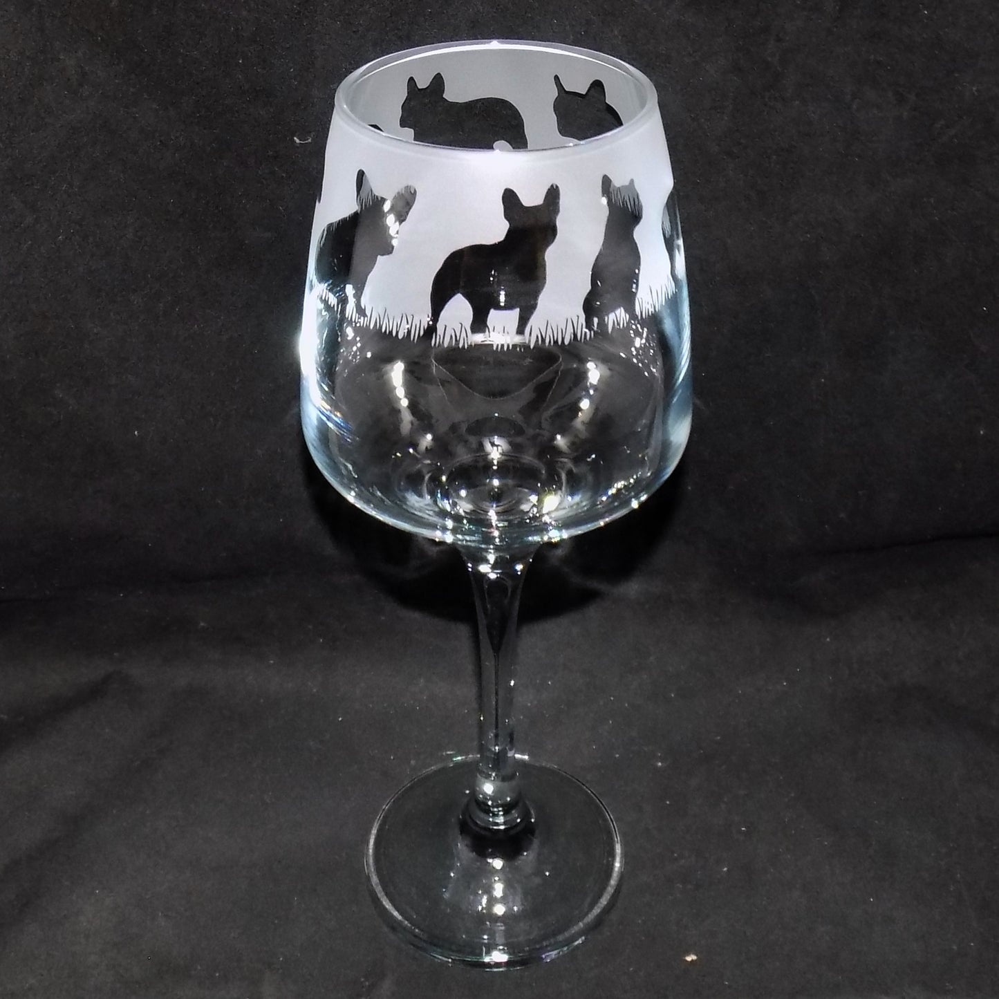 French Bulldog Stemmed Wine Glass