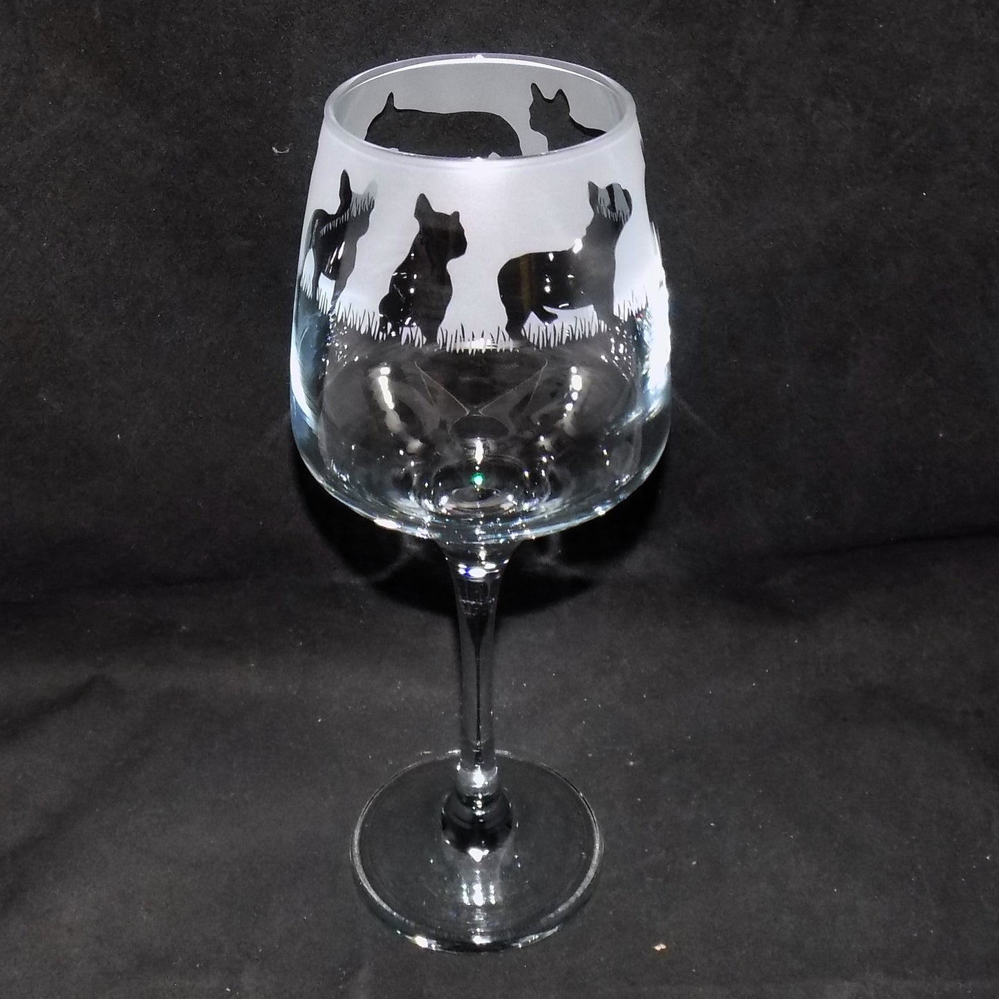 French Bulldog Stemmed Wine Glass