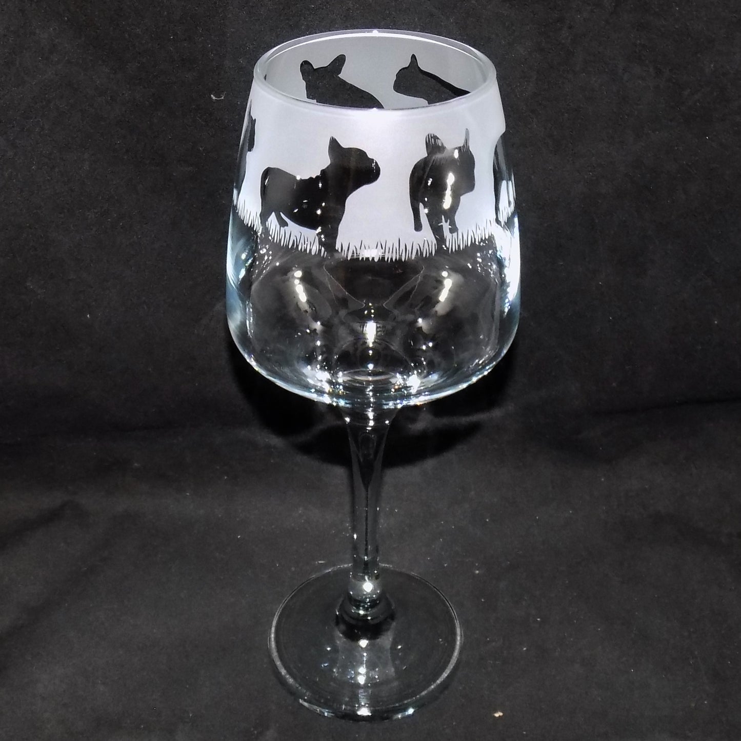 French Bulldog Stemmed Wine Glass