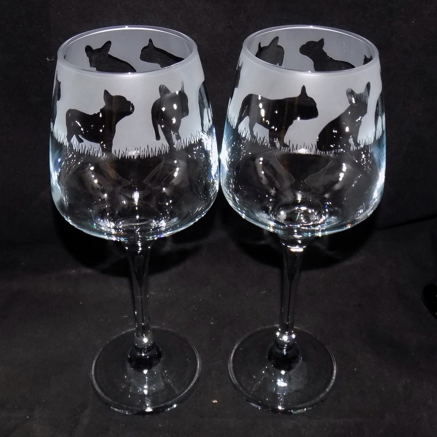 French Bulldog Stemmed Wine Glass