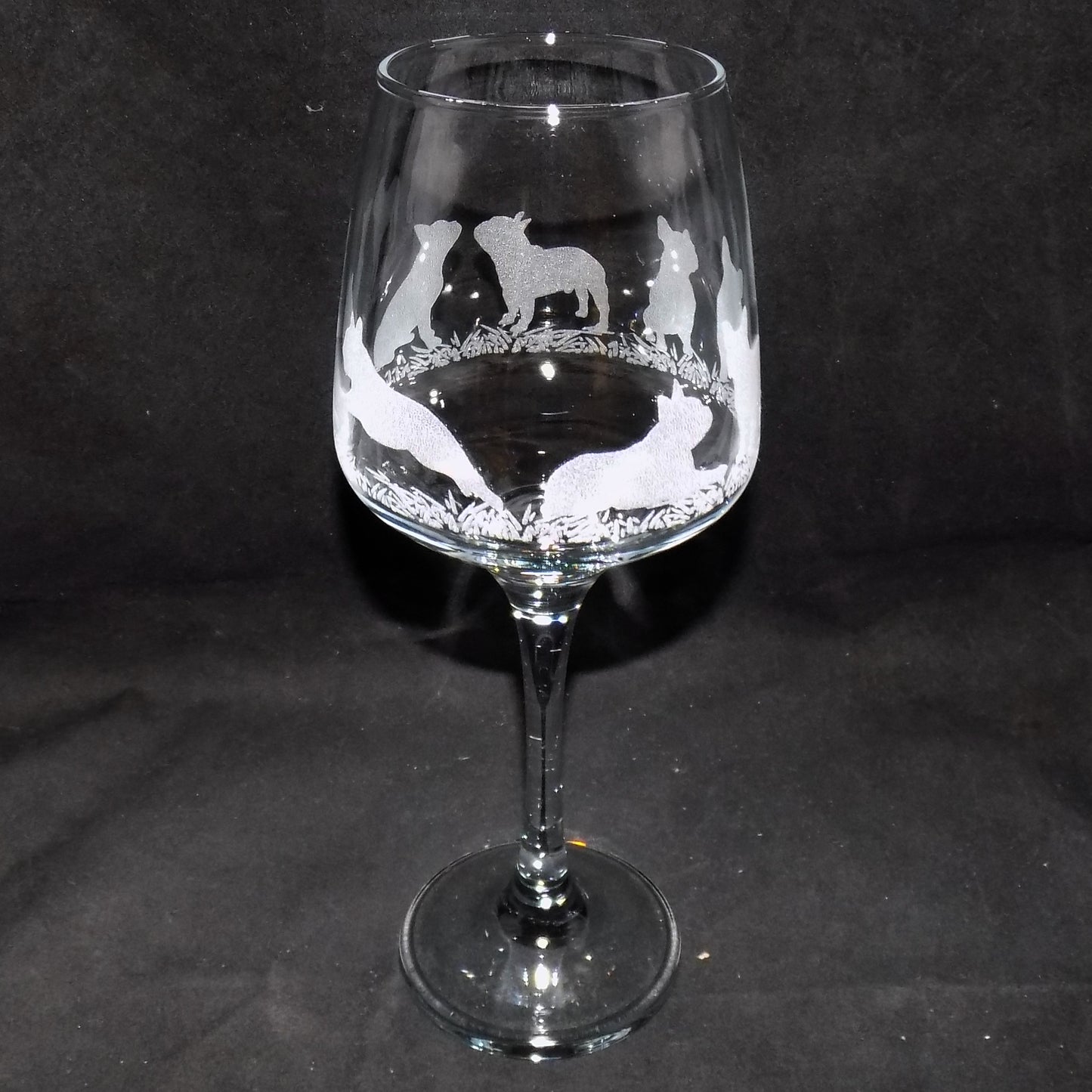 French Bulldog Stemmed Wine Glass