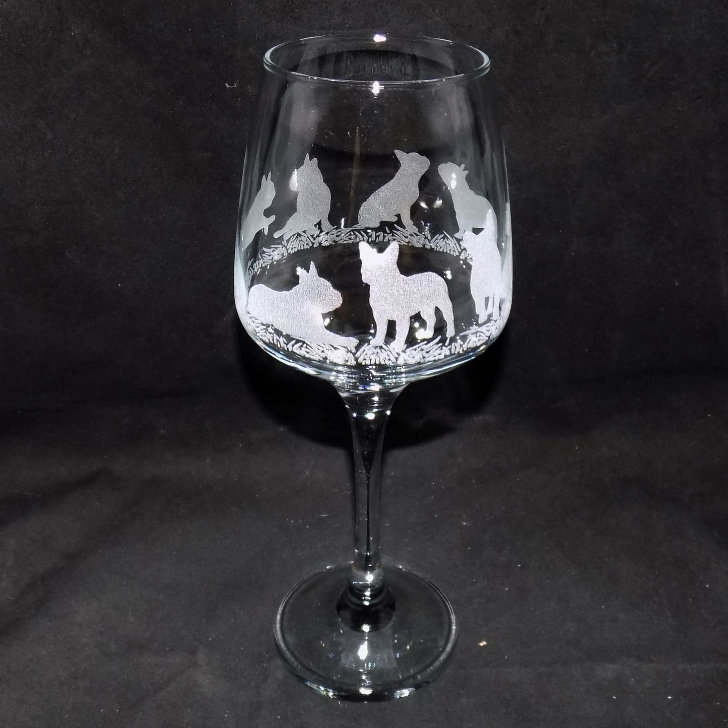 French Bulldog Stemmed Wine Glass