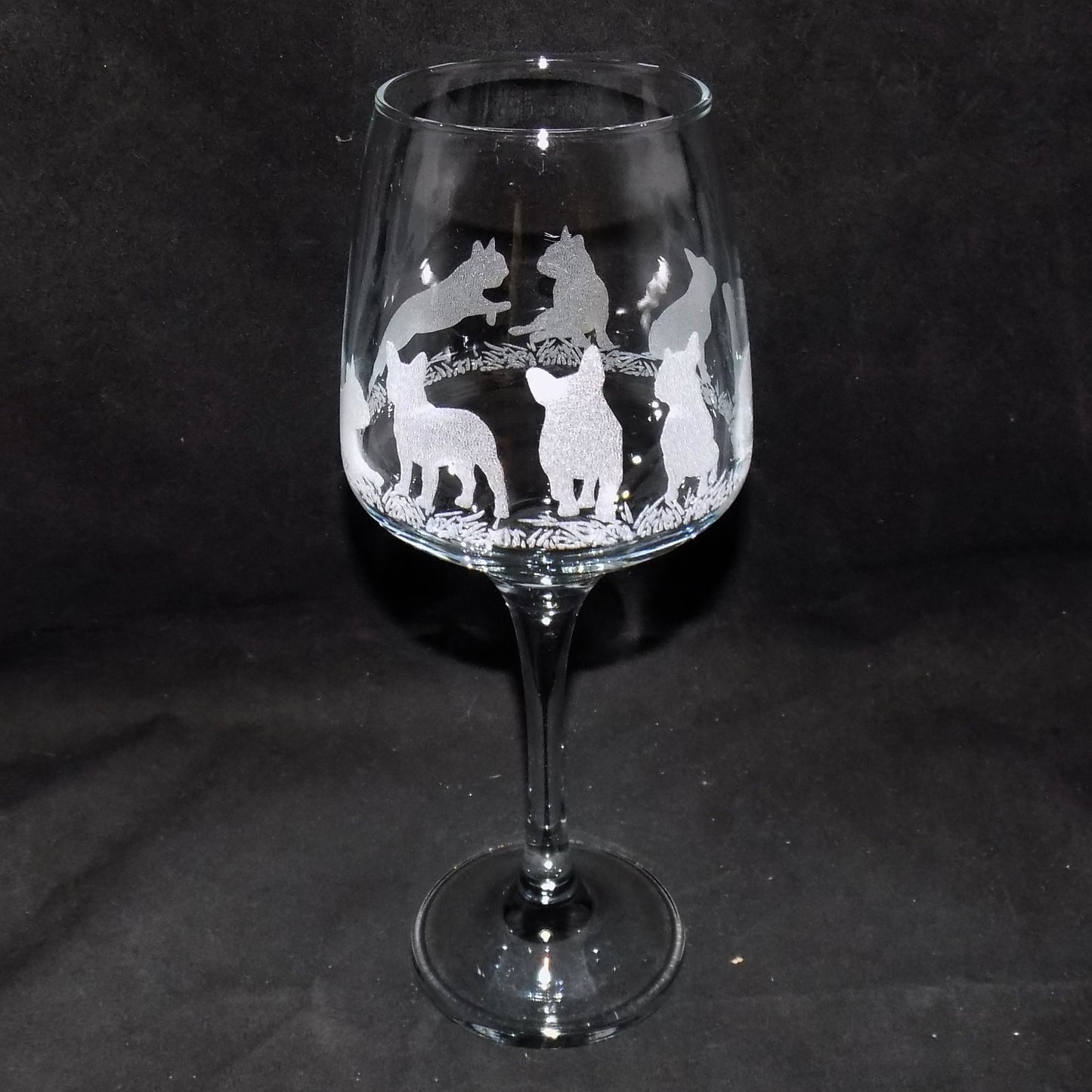 French Bulldog Stemmed Wine Glass