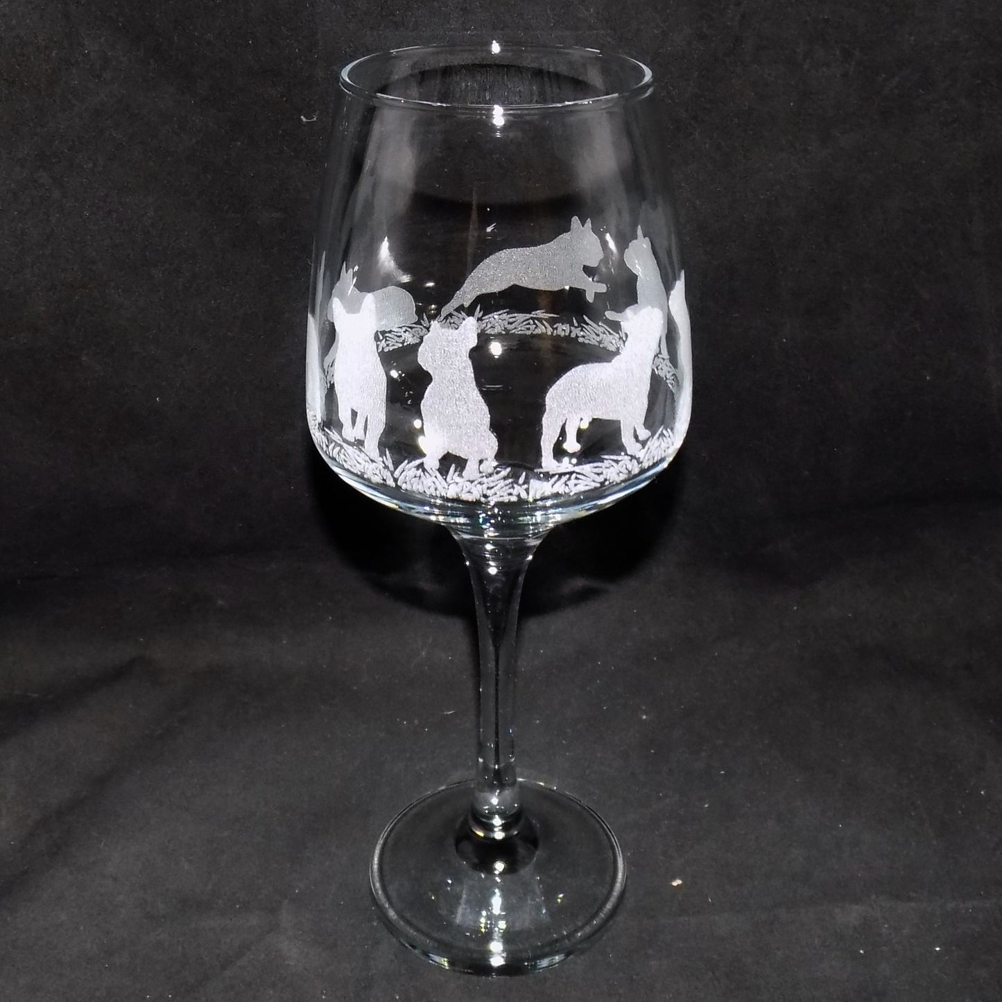 French Bulldog Stemmed Wine Glass