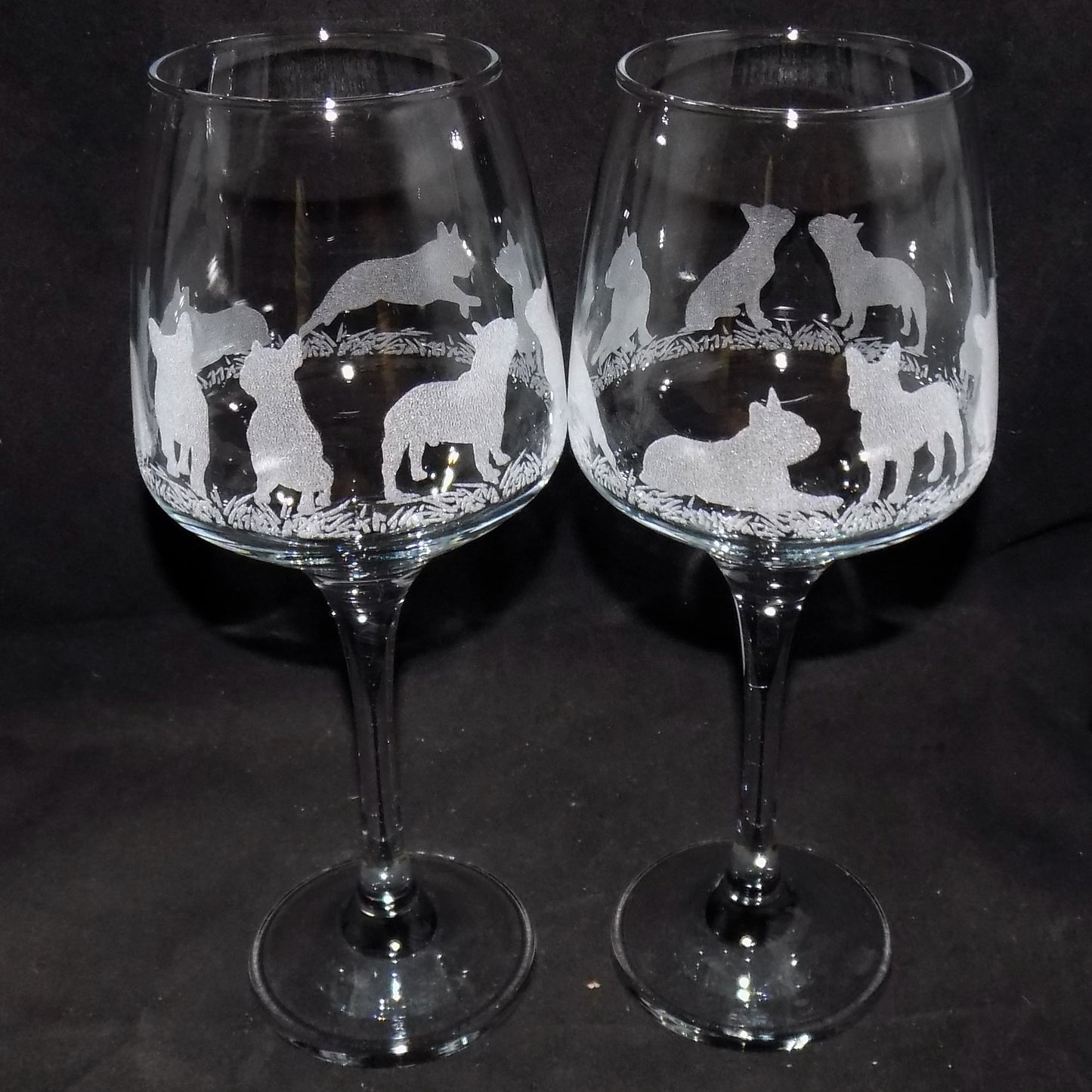 French Bulldog Stemmed Wine Glass