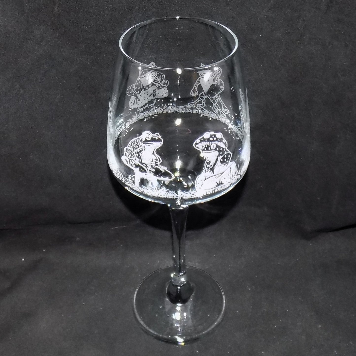 Frog Party Stemmed Wine Glass