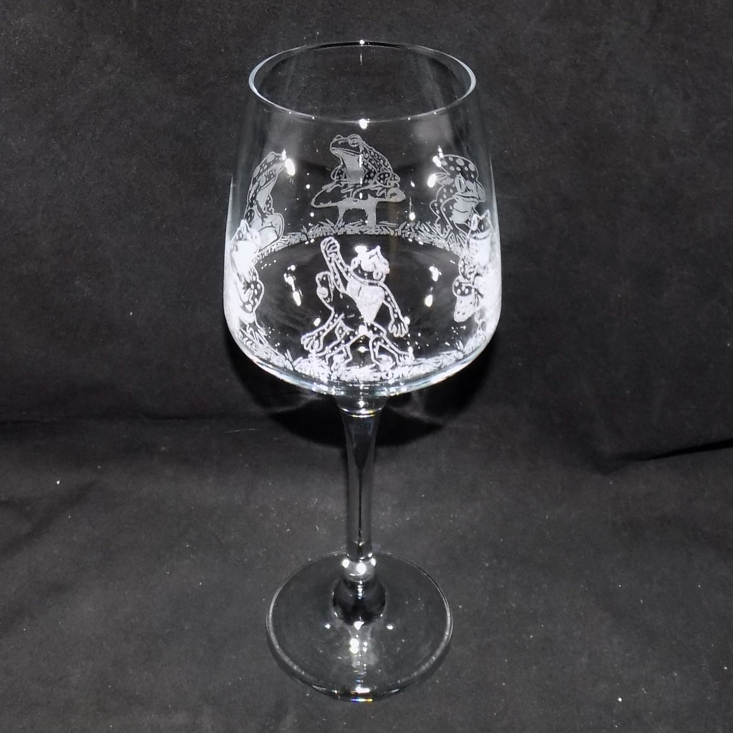 Frog Party Stemmed Wine Glass