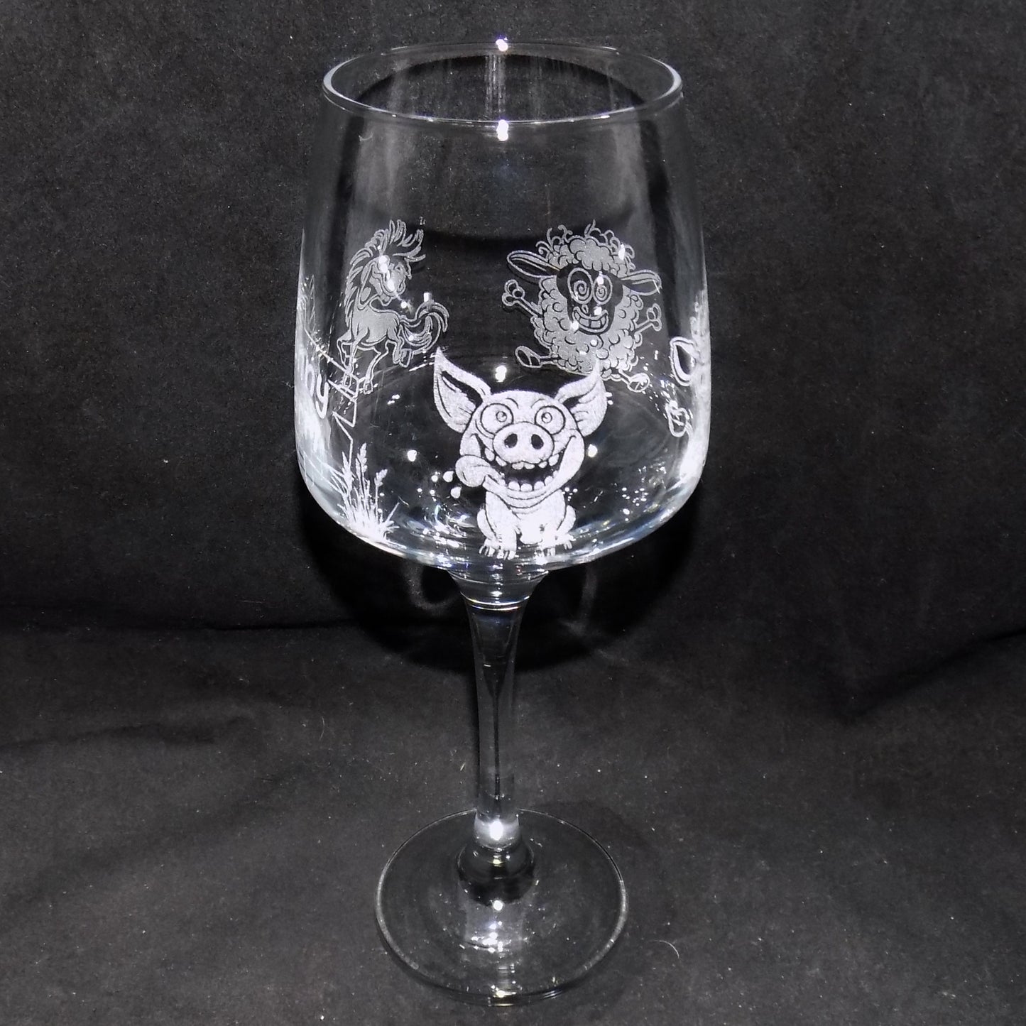 'Funny Farm' Stemmed Wine Glass