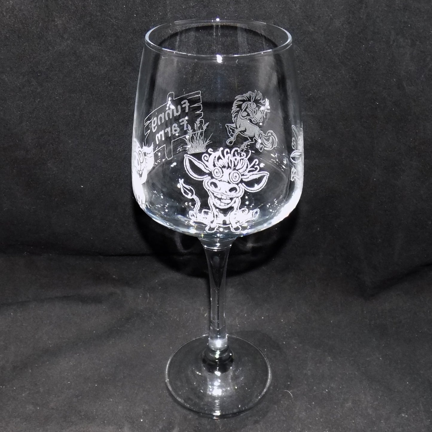 'Funny Farm' Stemmed Wine Glass