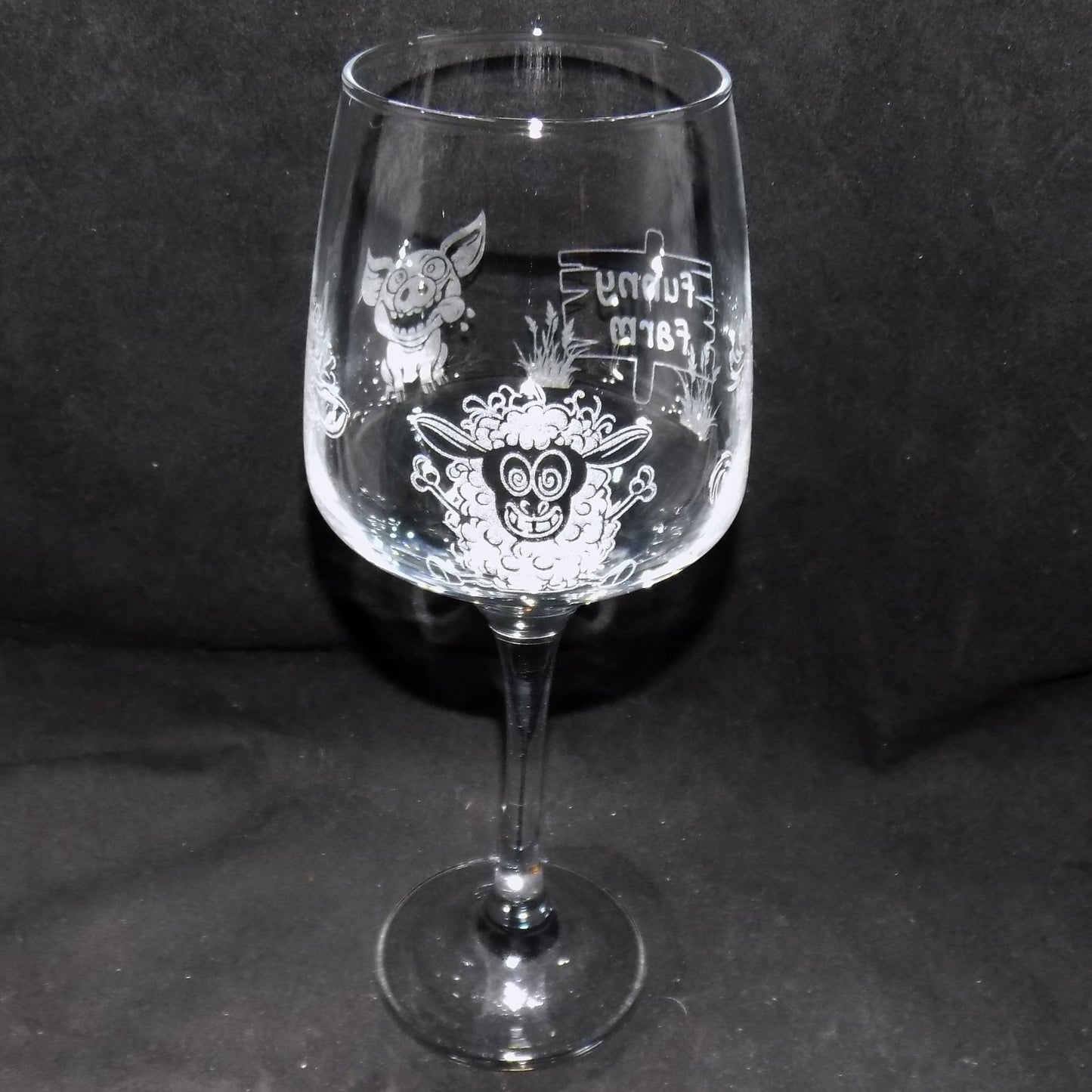 'Funny Farm' Stemmed Wine Glass