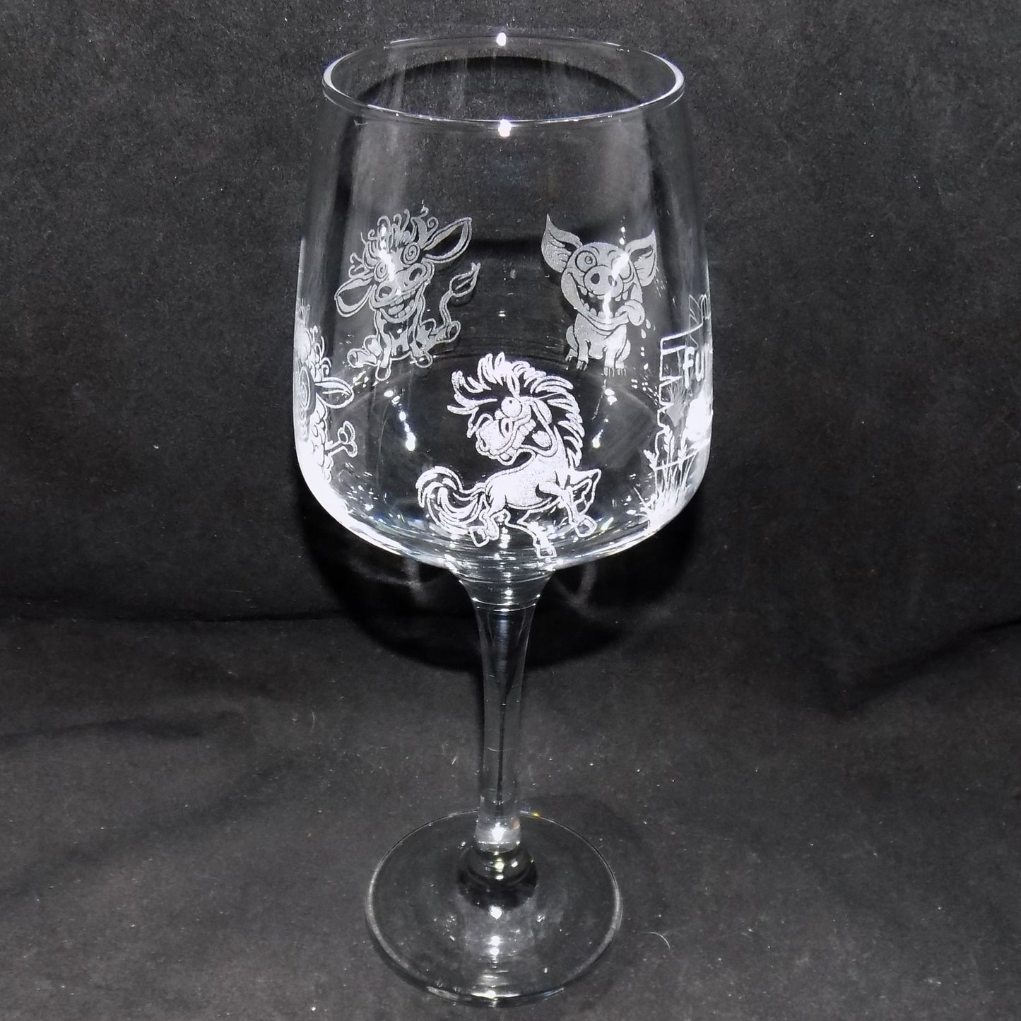 'Funny Farm' Stemmed Wine Glass