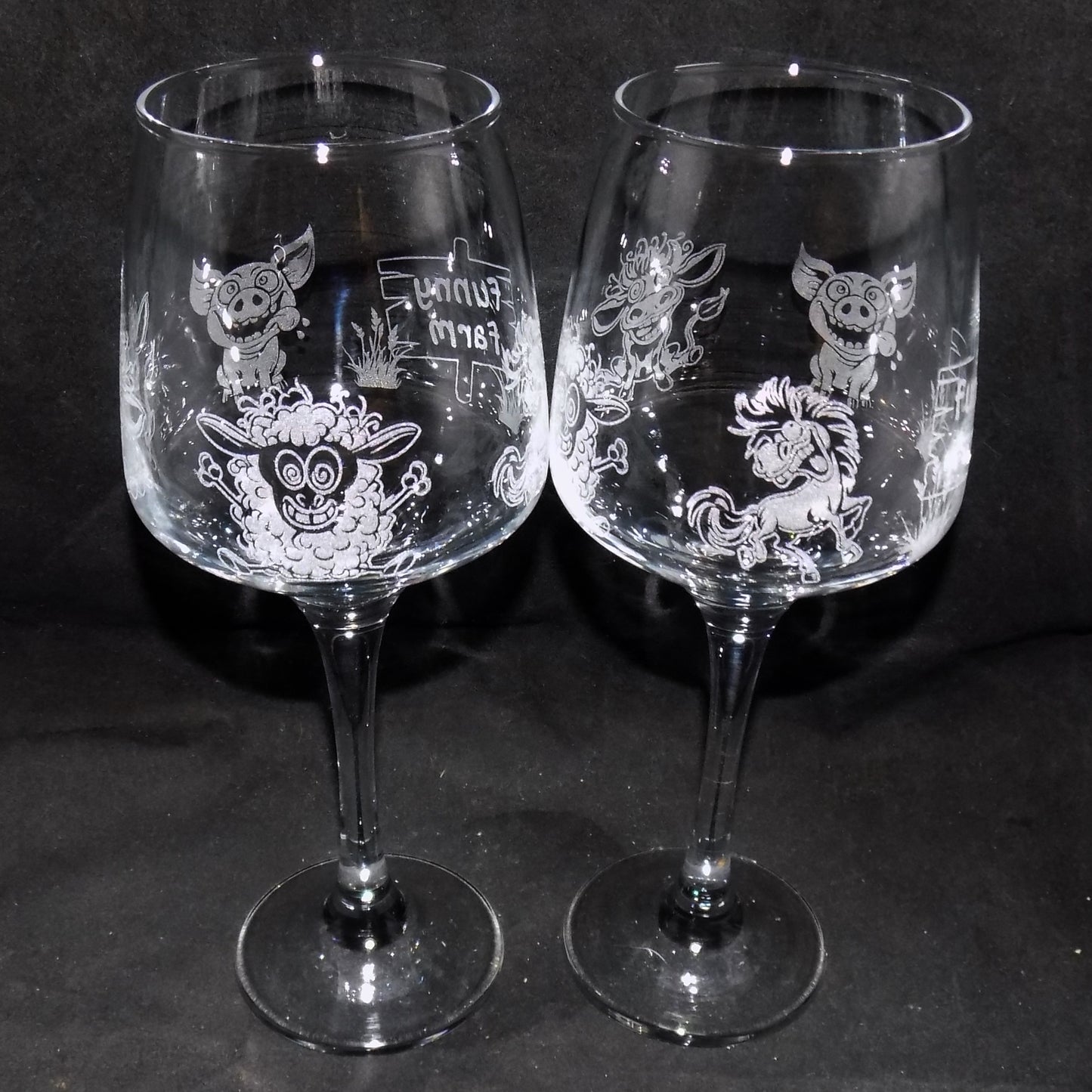 'Funny Farm' Stemmed Wine Glass
