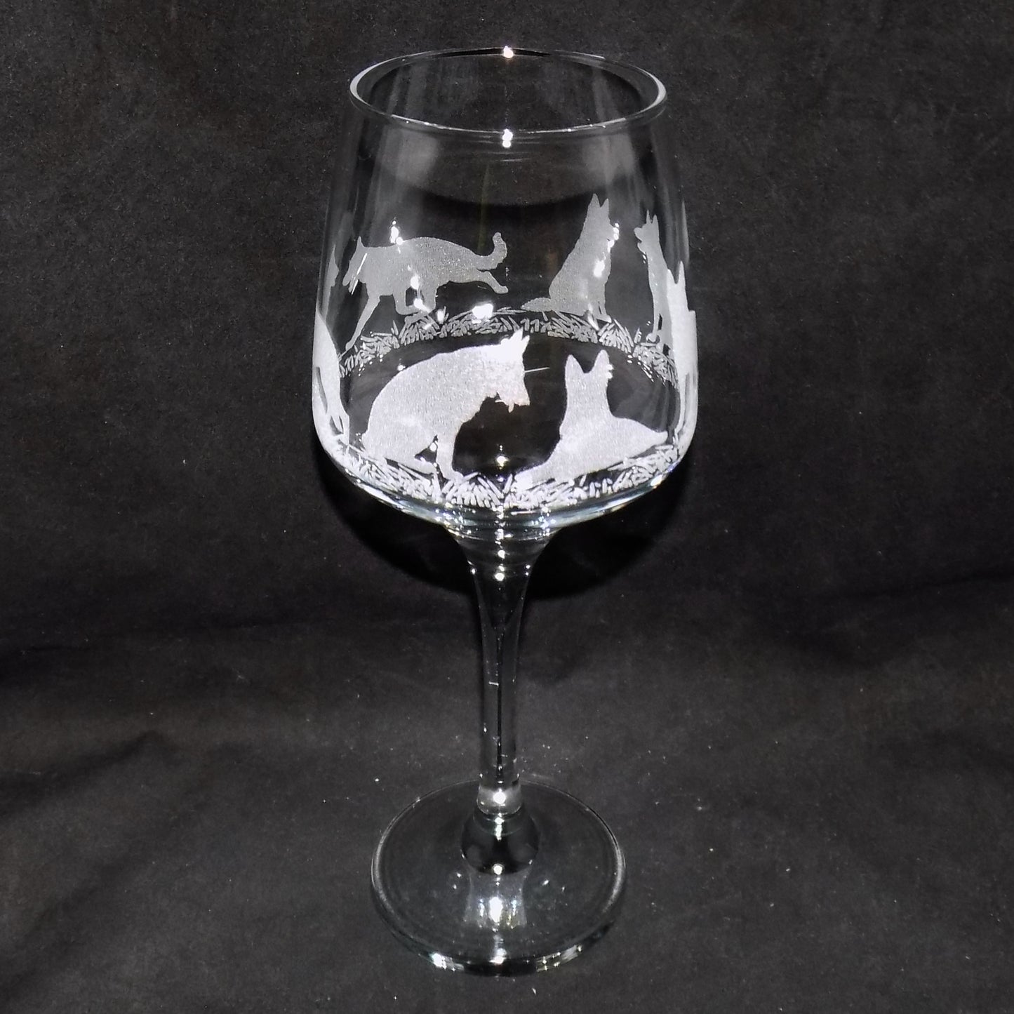 German Shepherd Stemmed Wine Glass