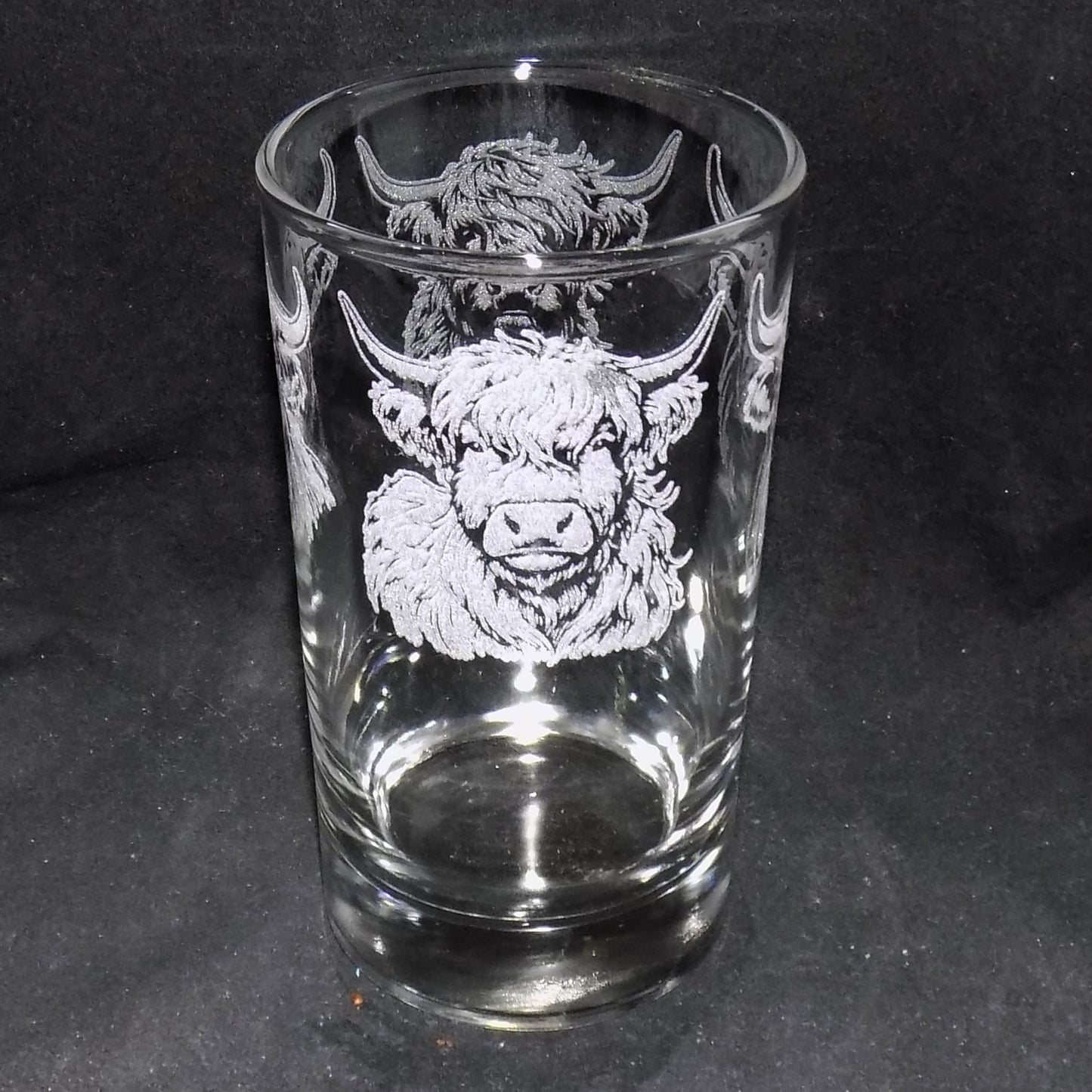 Laser Highland Cow Tall Glass