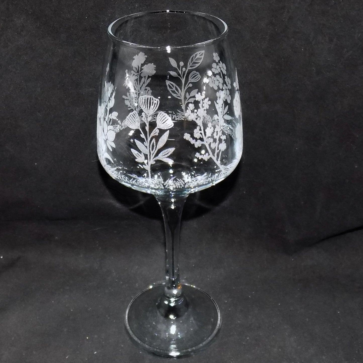 Mixed Flower Stemmed Wine Glass