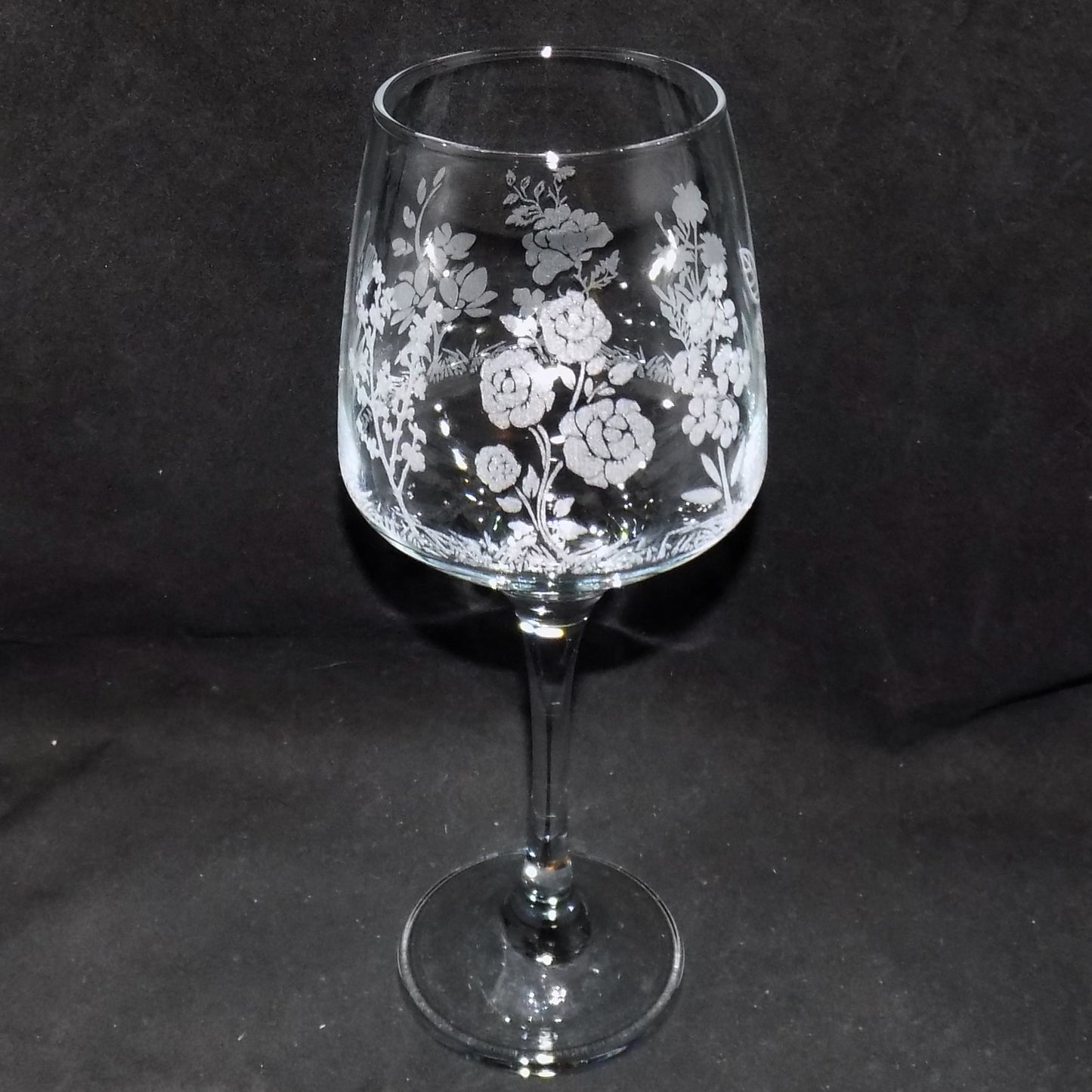 Mixed Flower Stemmed Wine Glass
