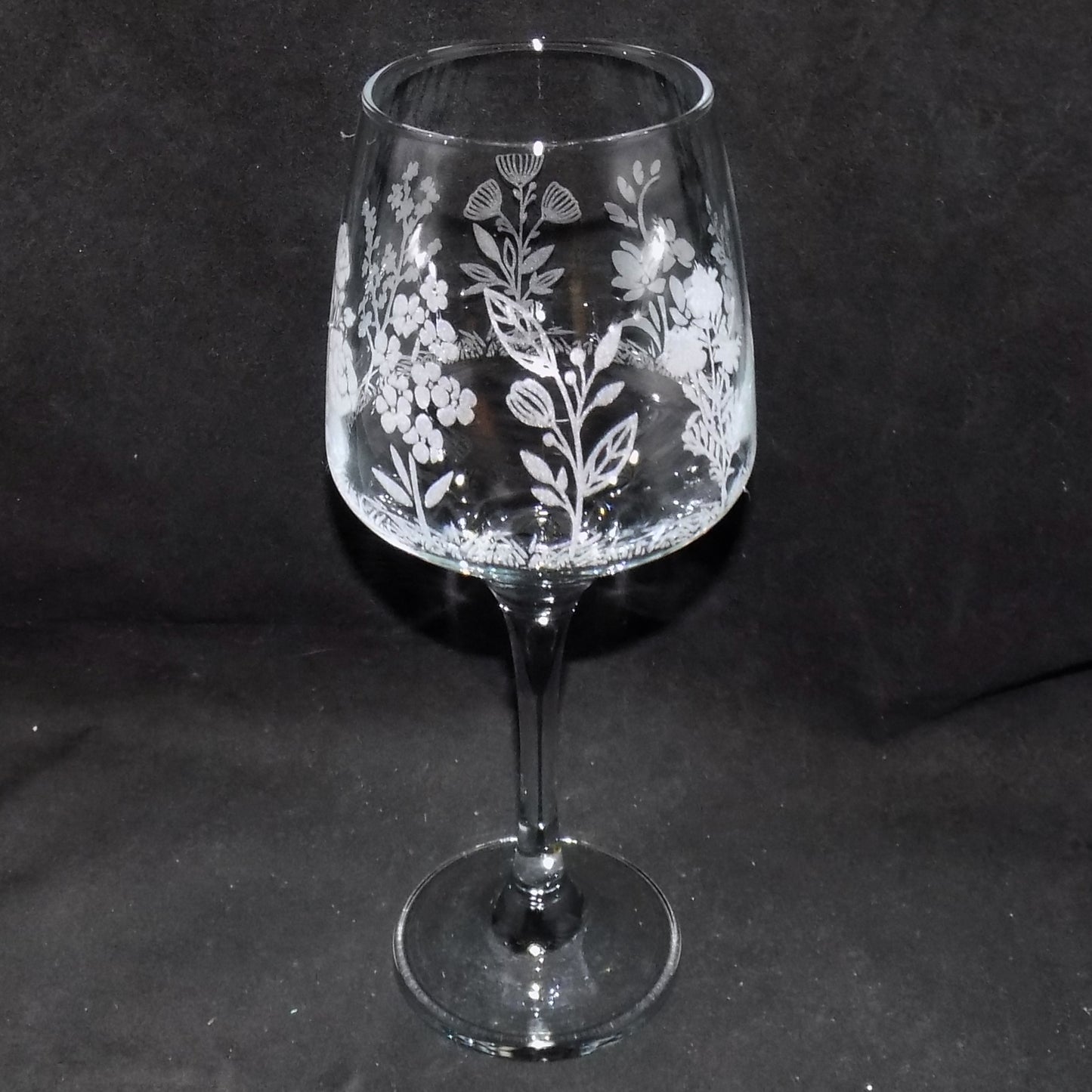 Mixed Flower Stemmed Wine Glass