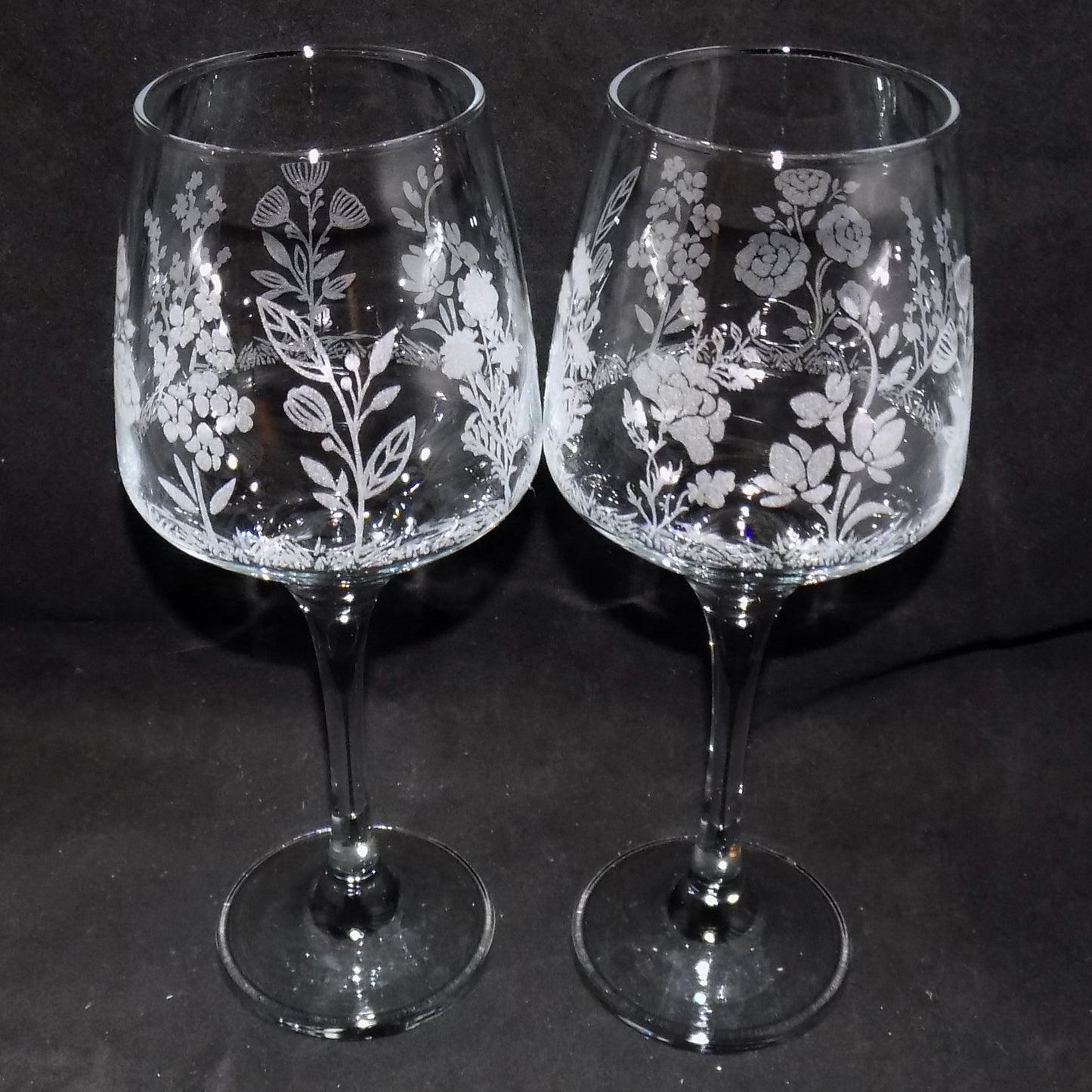 Mixed Flower Stemmed Wine Glass
