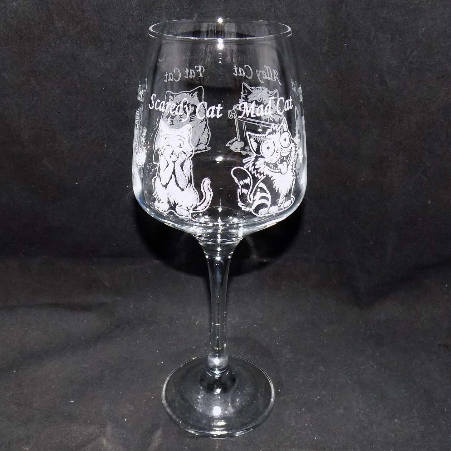 Cool Cat Stemmed Wine Glass