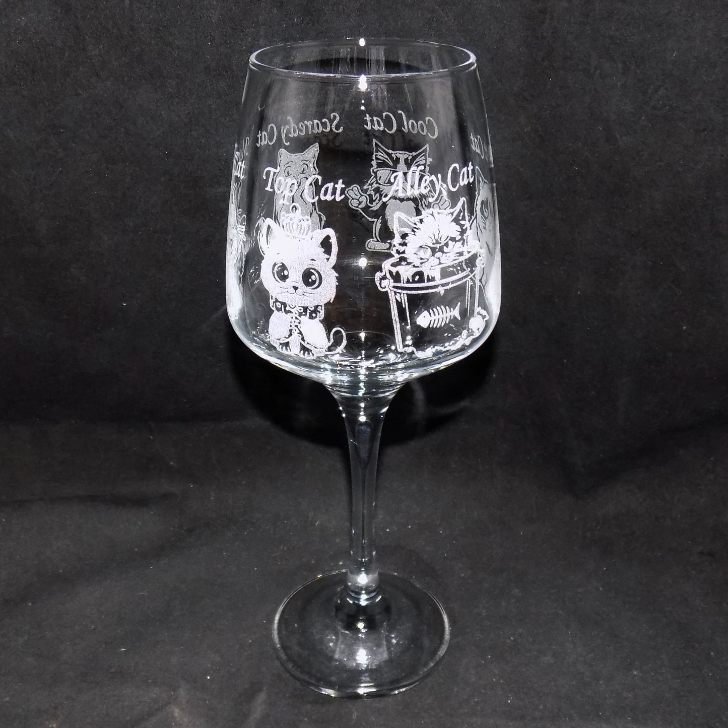 Cool Cat Stemmed Wine Glass