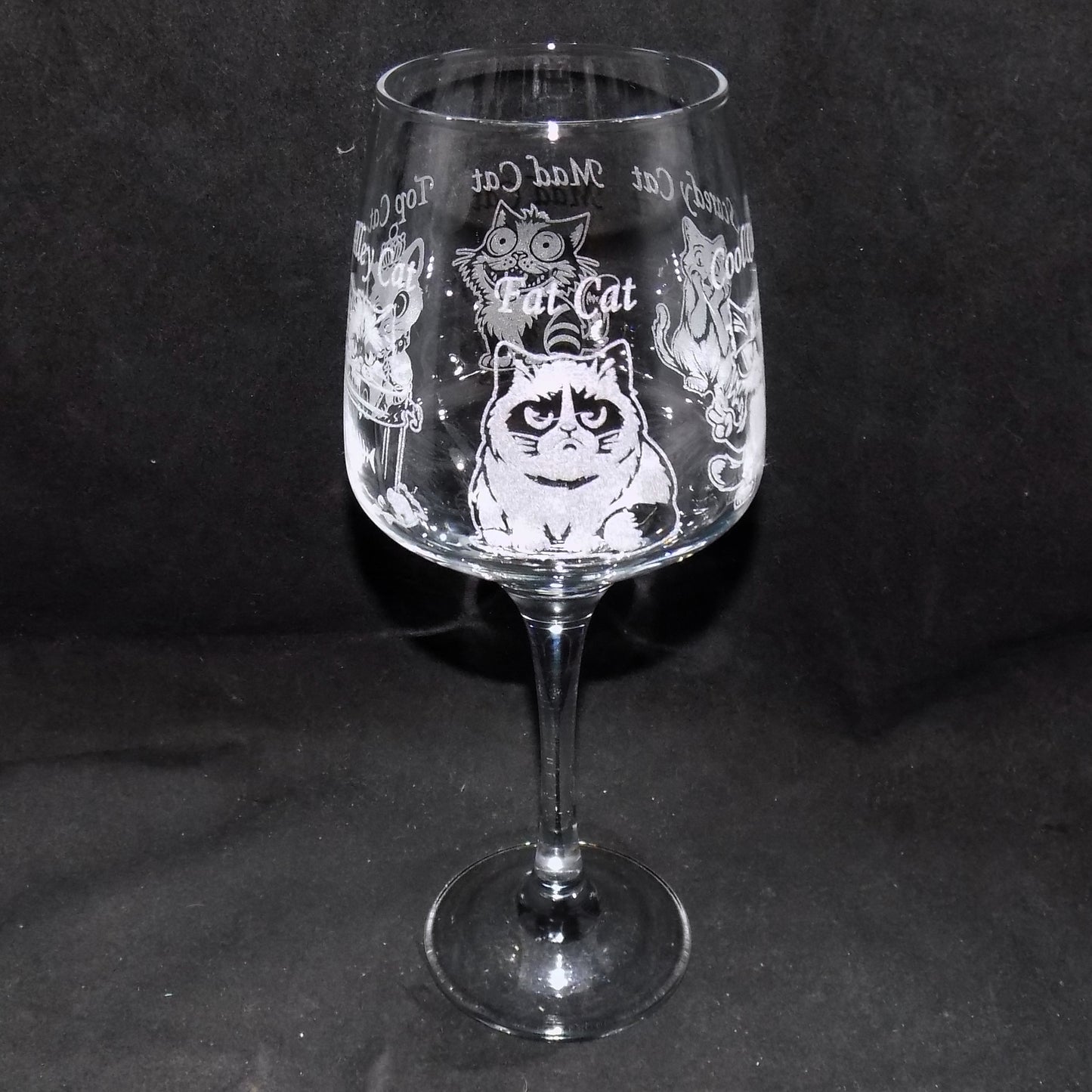 Cool Cat Stemmed Wine Glass