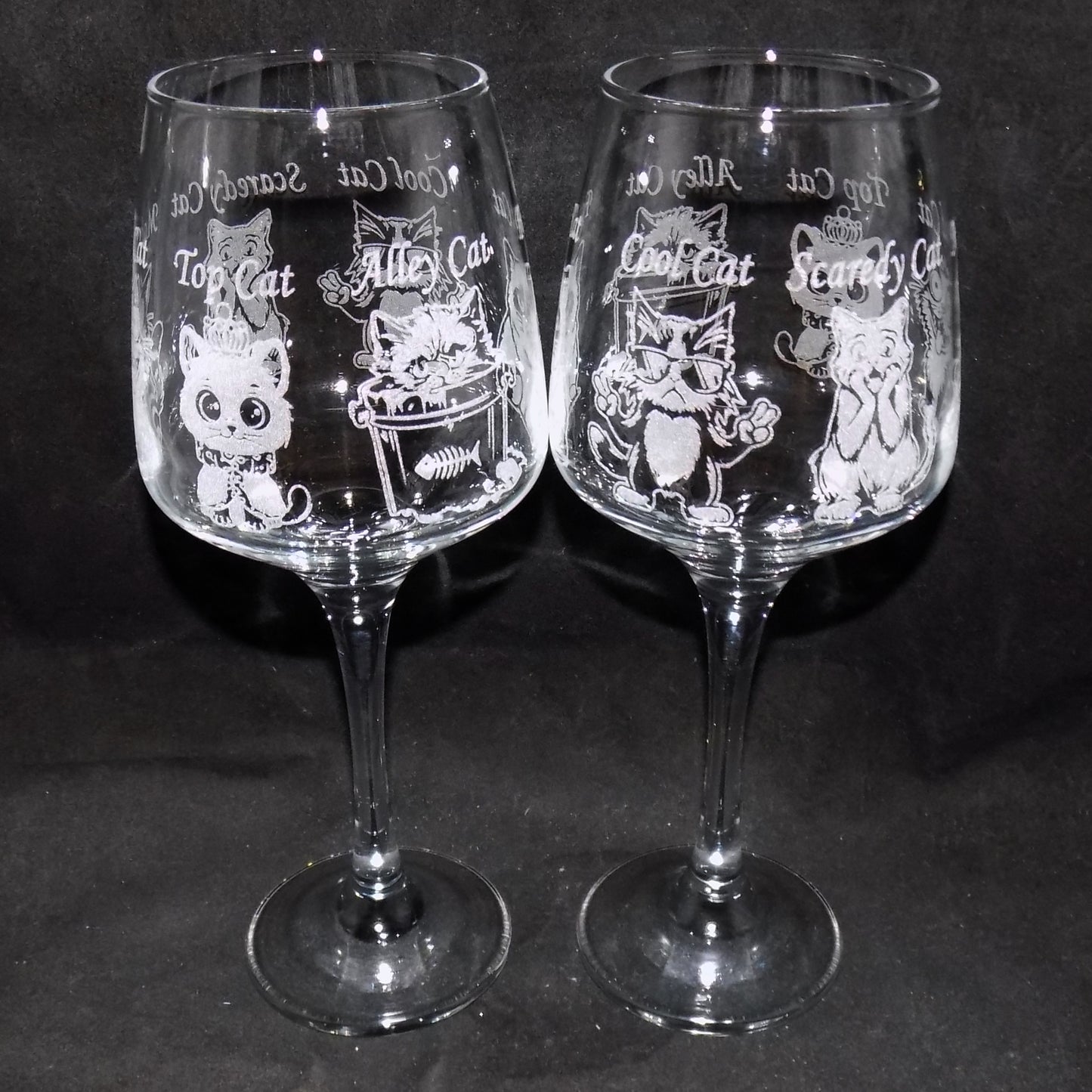 Cool Cat Stemmed Wine Glass