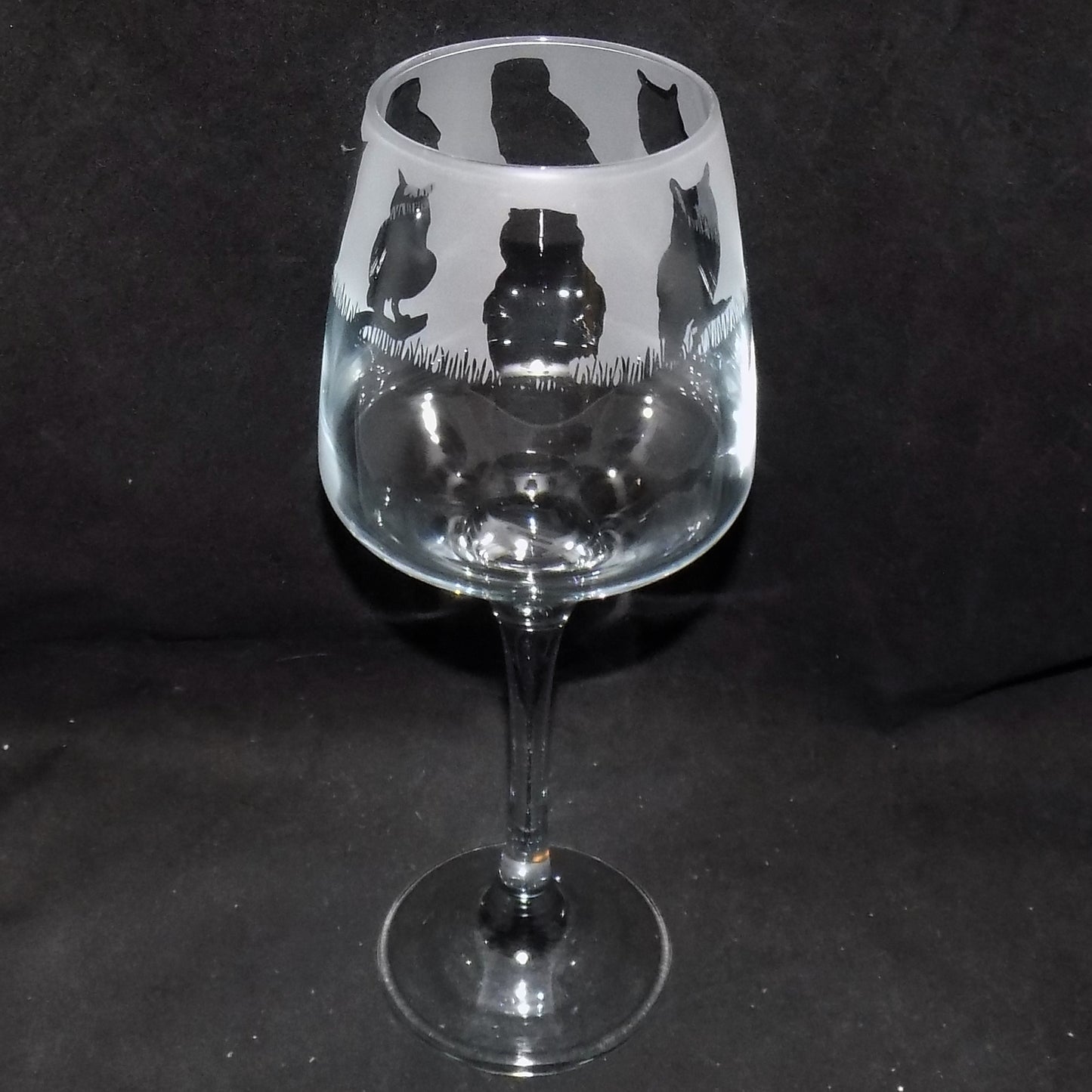 Owl Stemmed Wine Glass