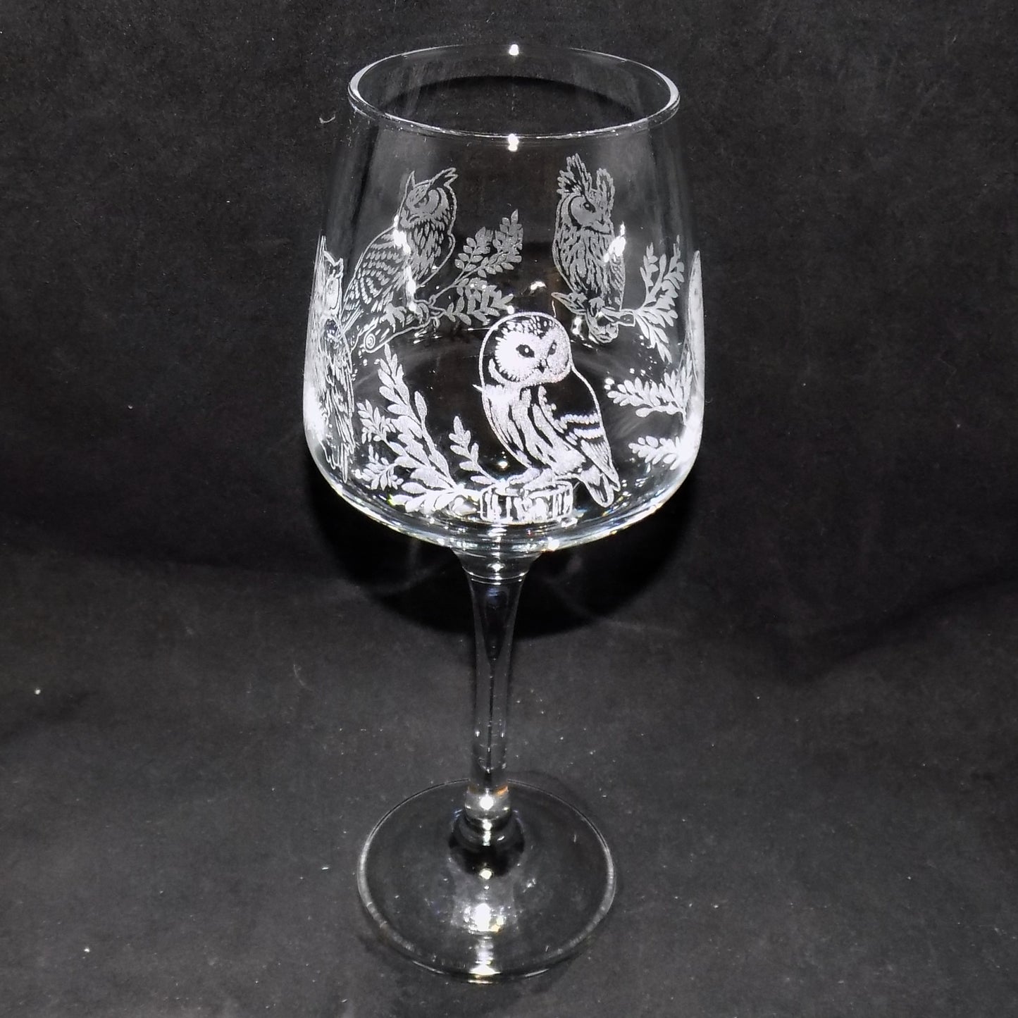 Owl Stemmed Wine Glass