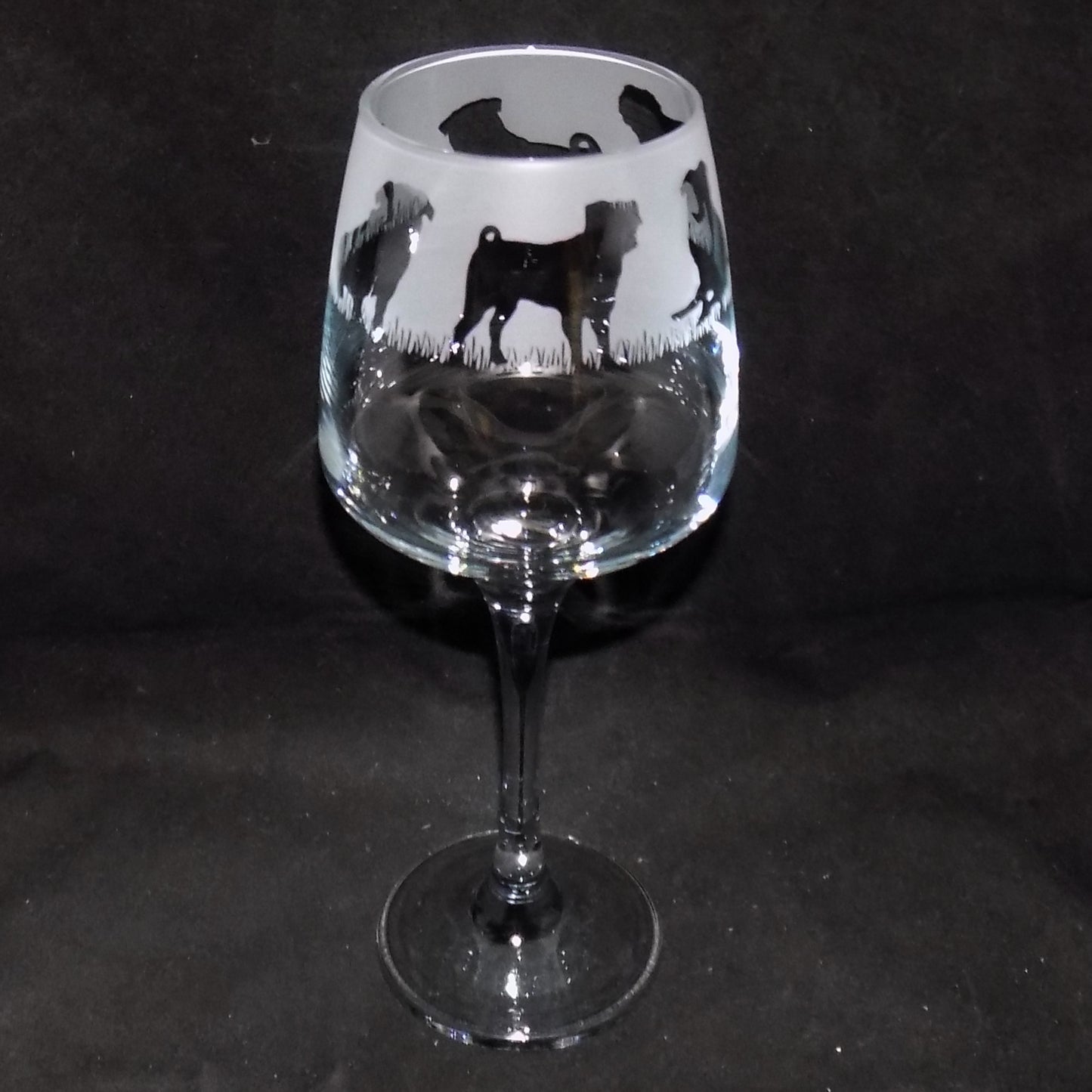 Pug Stemmed Wine Glass