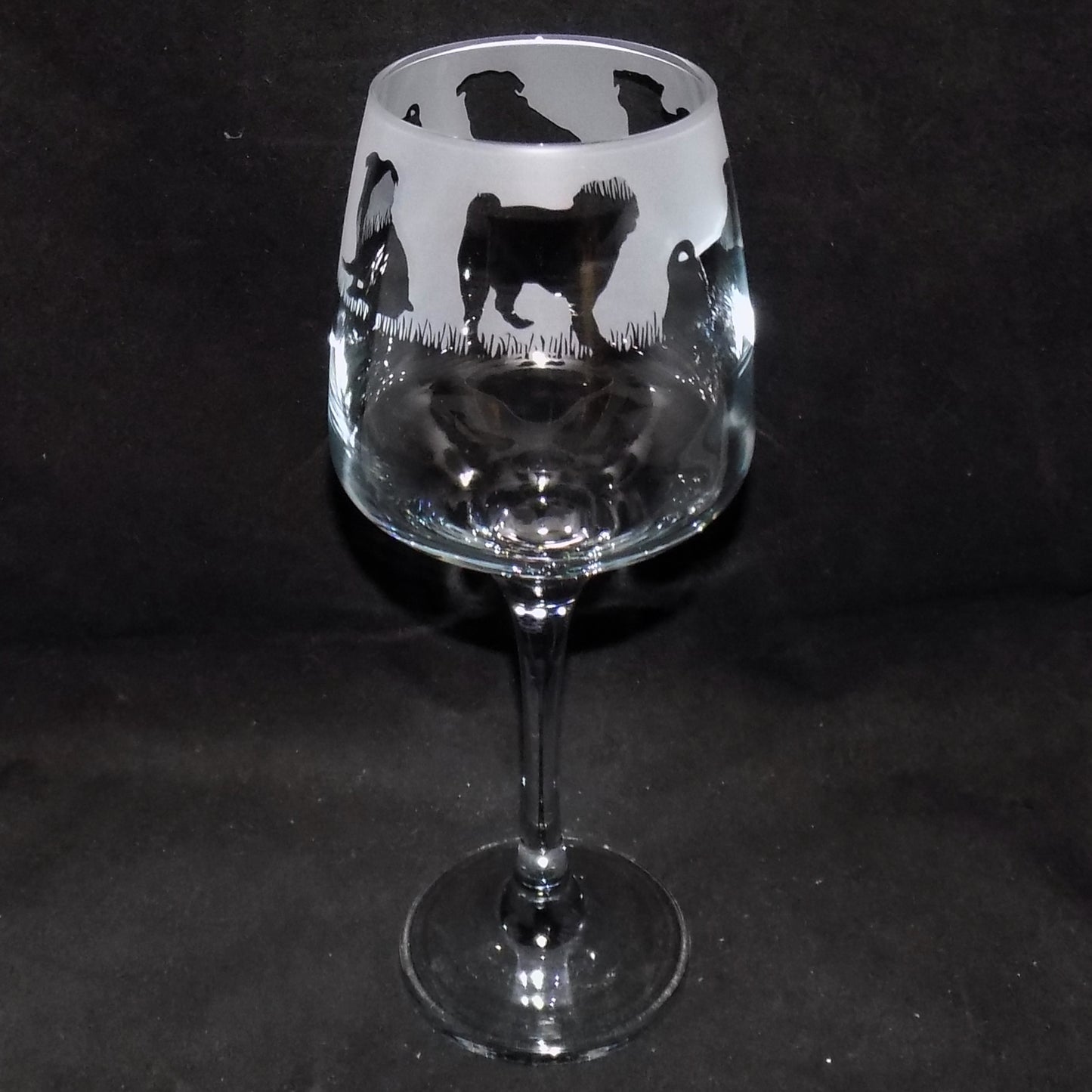 Pug Stemmed Wine Glass