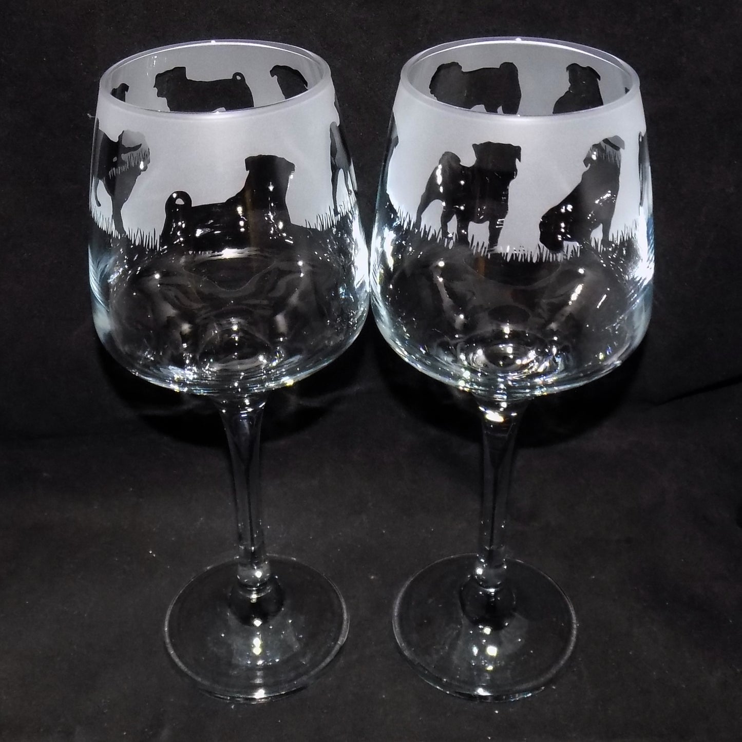 Pug Stemmed Wine Glass