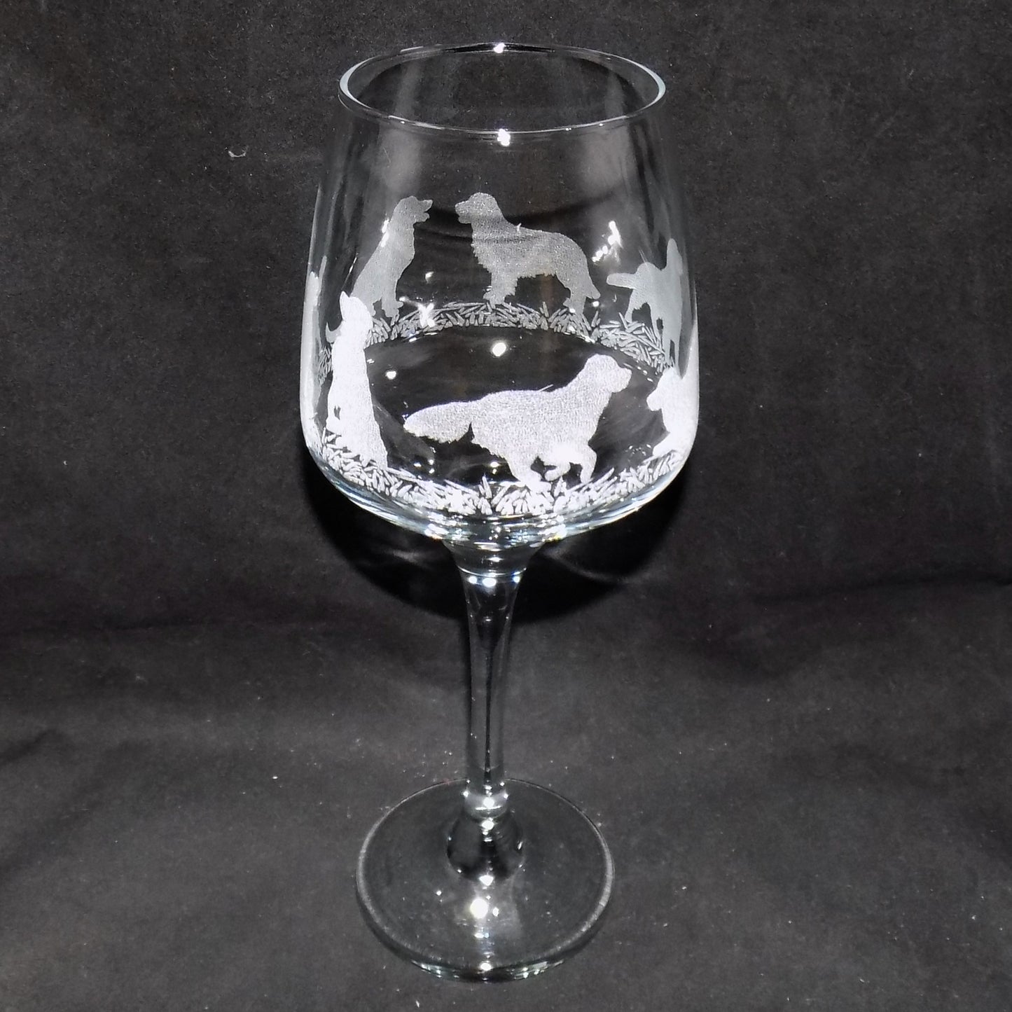 Golden Retriever Stemmed Wine Glass