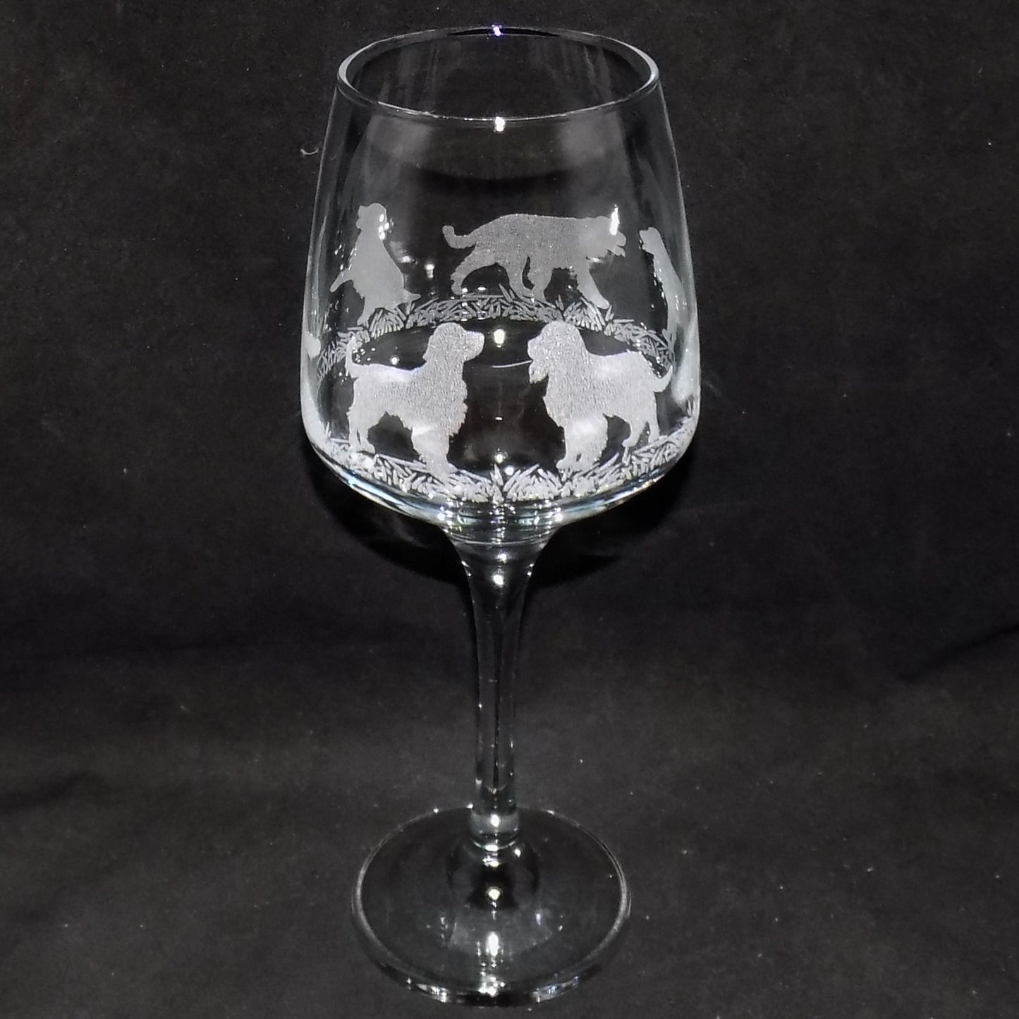 Springer Spaniel Stemmed Wine Glass