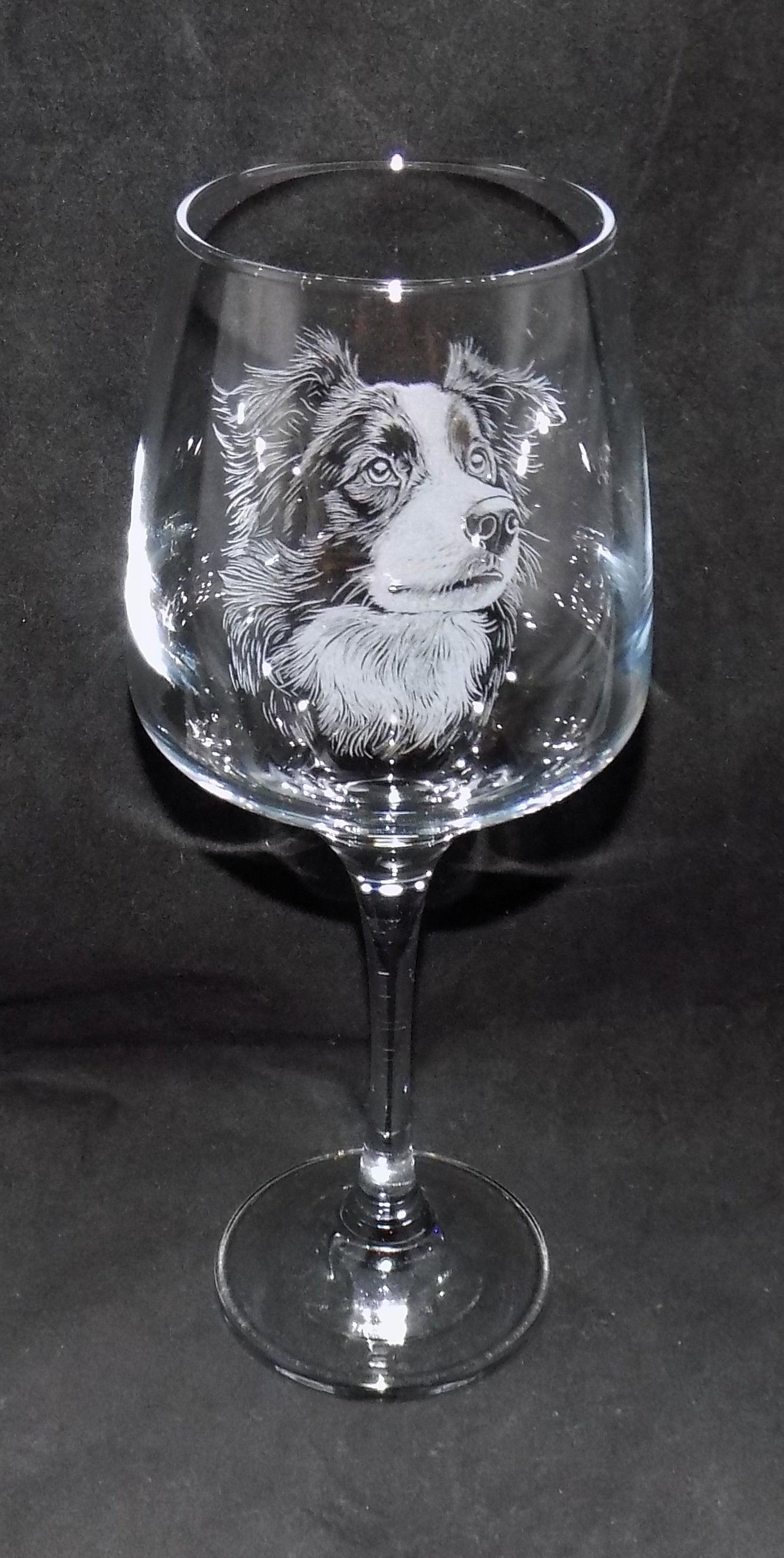 Border Collie Stemmed Wine Glass