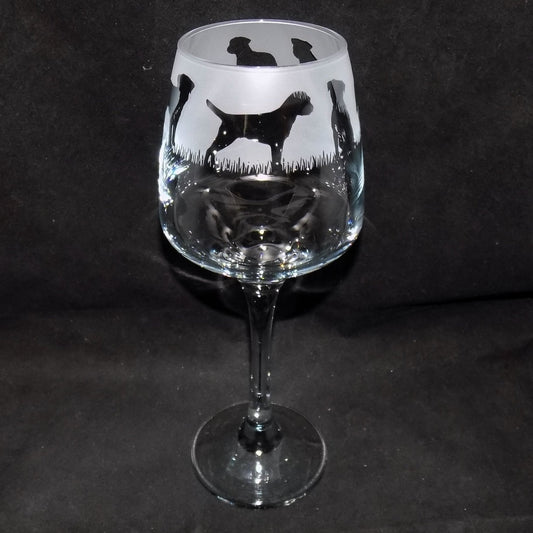 Border Terrier Stemmed Wine Glass