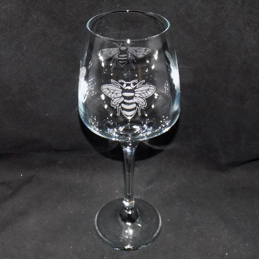 Honey Bee Stemmed Wine Glass