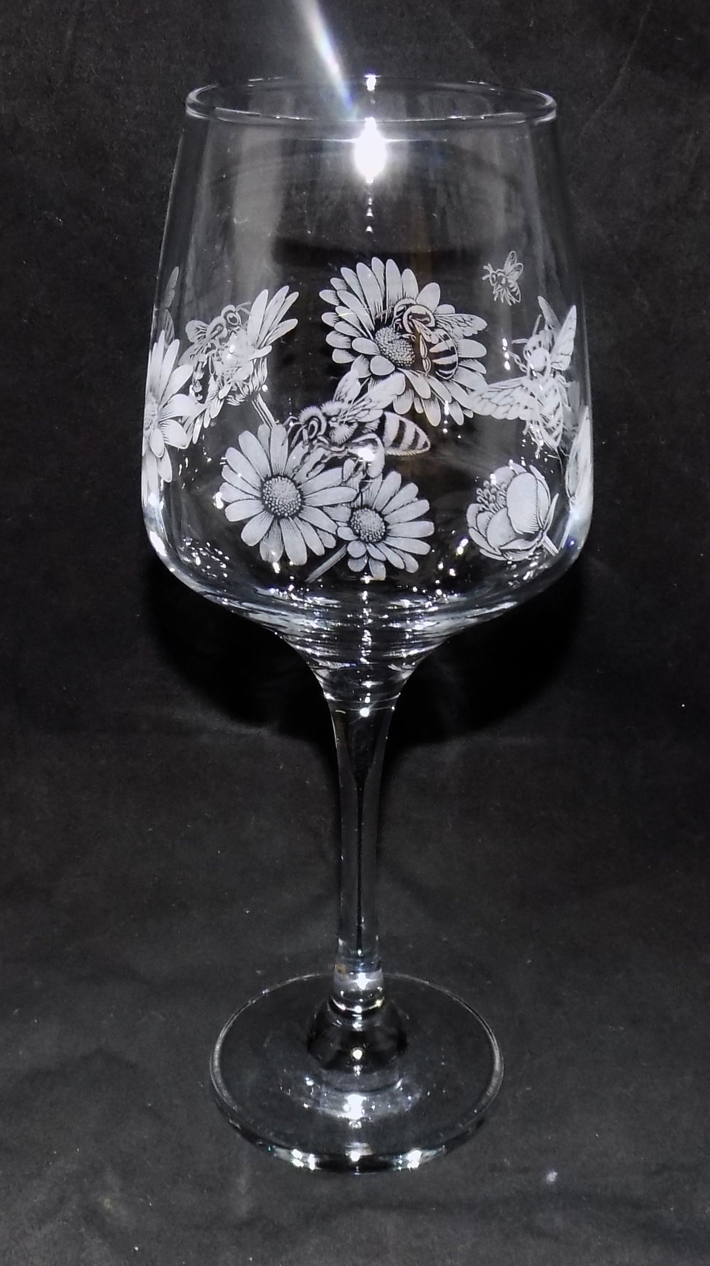 Honey Bee Stemmed Wine Glass