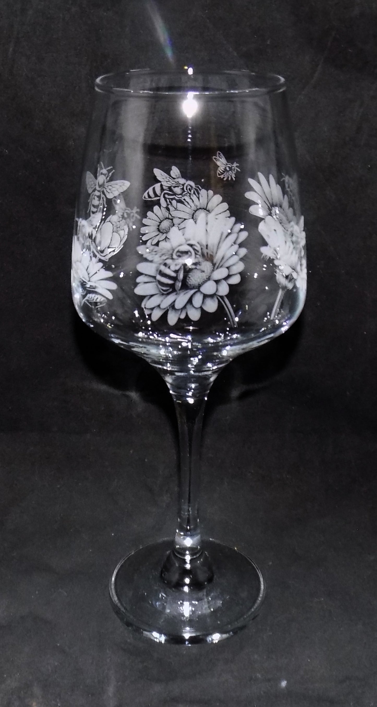 Honey Bee Stemmed Wine Glass
