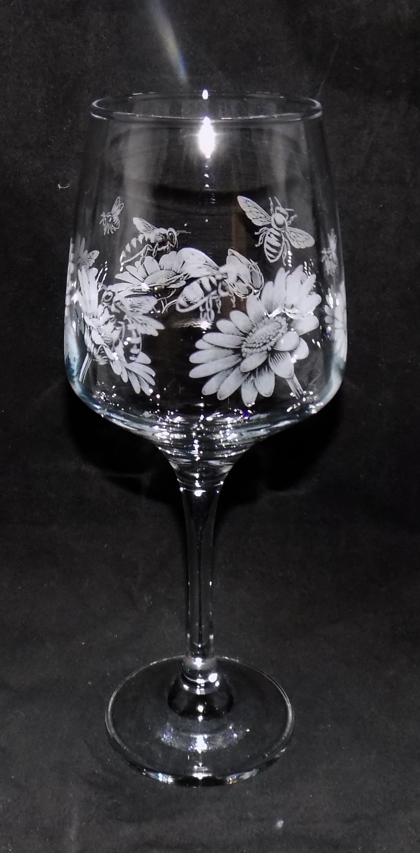 Honey Bee Stemmed Wine Glass