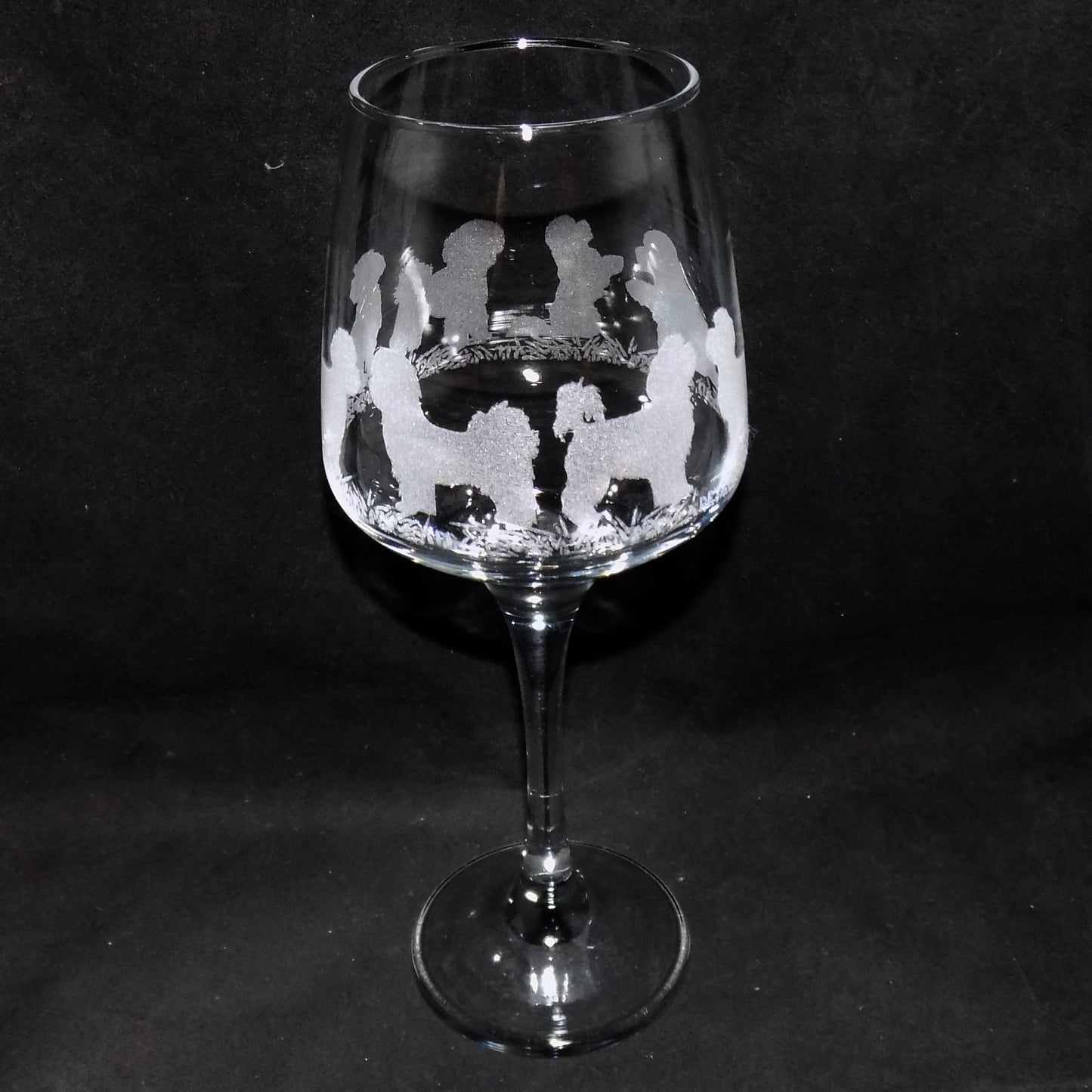 Bichon Frise Stemmed Wine Glass