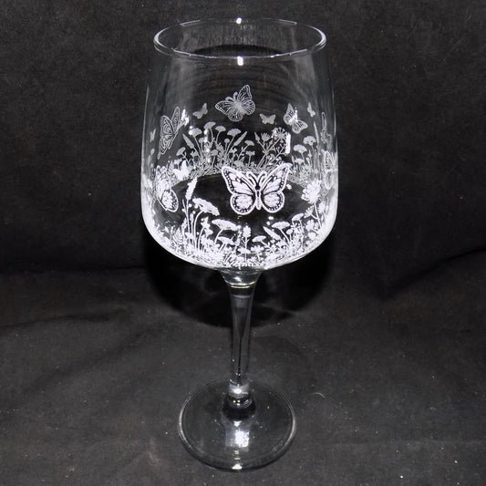 Butterfly Meadow Stemmed Wine Glass