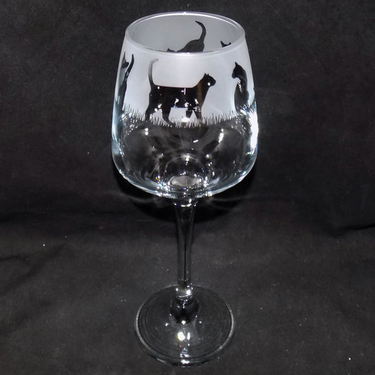 Cat Stemmed Wine Glass