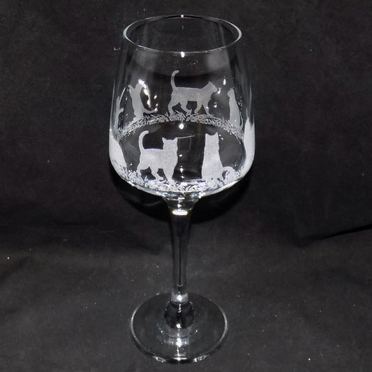 Cat Stemmed Wine Glass