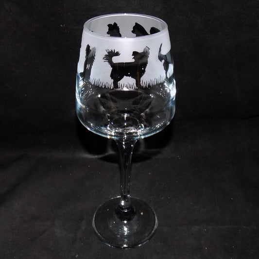 Chihuahua (Long Haired) Stemmed Wine Glass